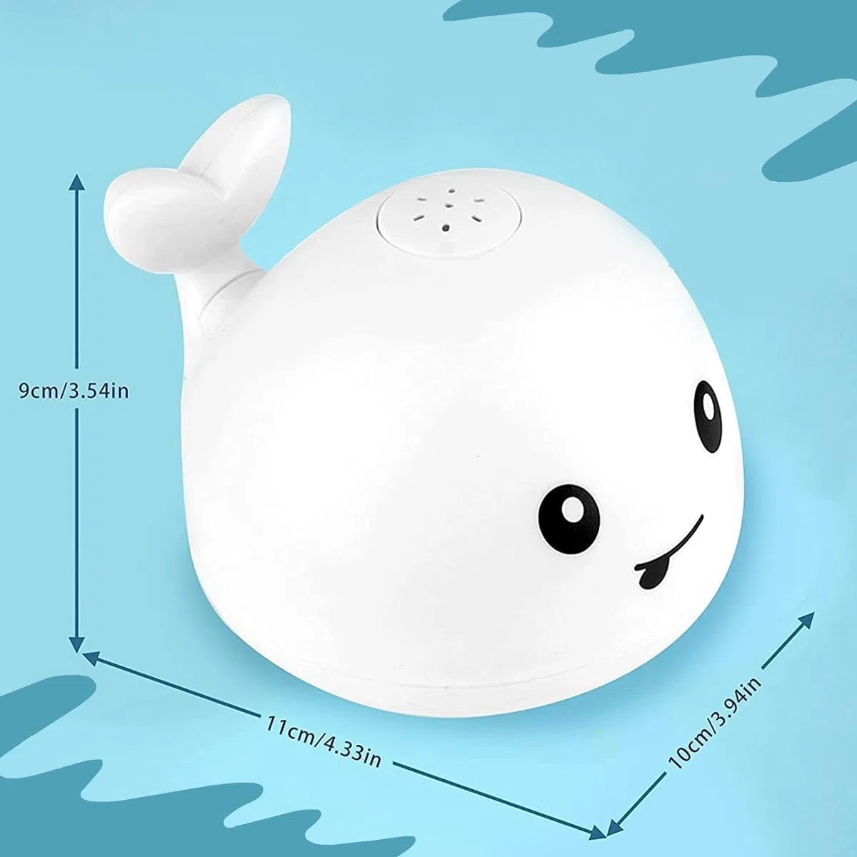 Jouet de bain pour bébé, baleine à jet avec LED - pour enfants et tout-petits (blanc)