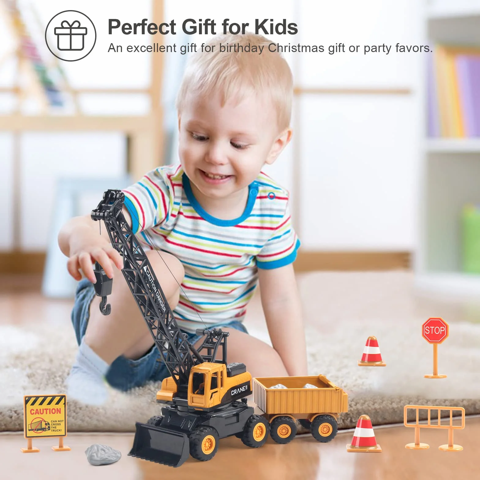 Camion Grue Jouet Véhicule Chantier Jouet Cadeau Enfant 3 Ans Garçons