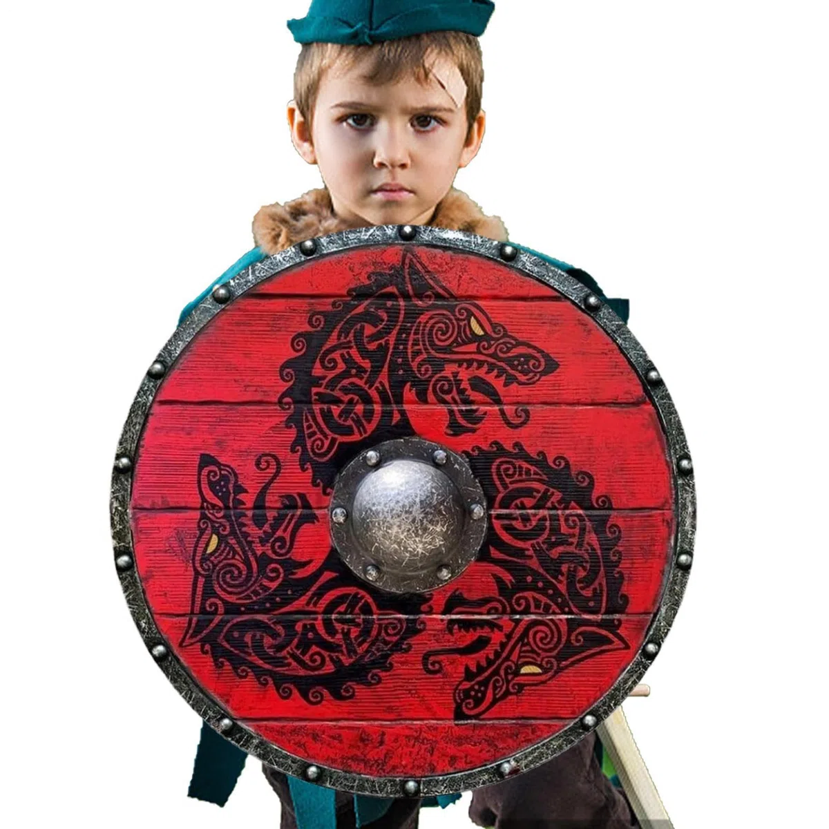Bouclier de Vikinng – Bouclier rond | Bouclier médiéval Vikings de taille adulte fait à la main | Bouclier médiéval en bois | Bouclier de combat | Bouclier médiéval fabriqué à la main | Bouclier