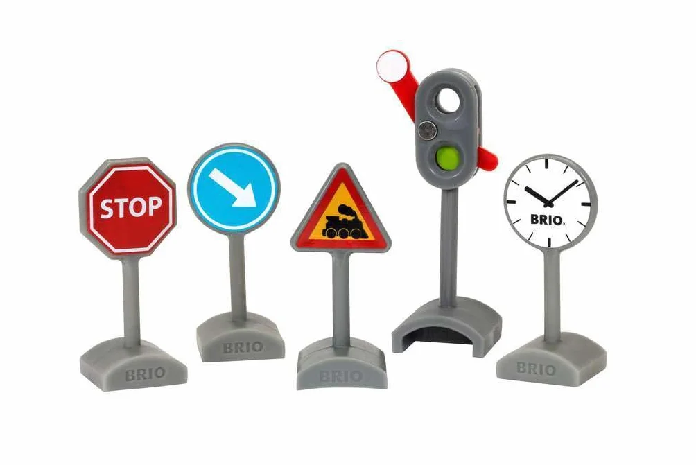 Brio World -33864 - Panneaux de Signalisation - Accessoire pour circuit de train en bois et circuit de voiture - Jouet pour garçons et filles à partir de 3 ans