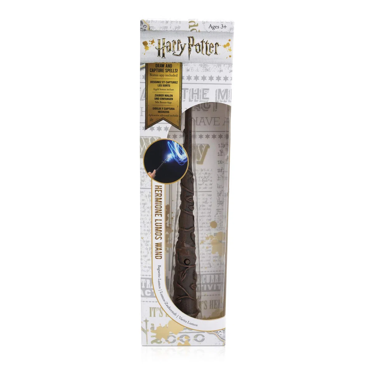 Hermione Granger Lumos Wand 7' Light-Up , Official Wizarding World Harry Potter Gifts, Toys and Collectables , Role Play or Dress-up Costume Accessory for Fans, Girls and Boys, Ages 6 to Adult