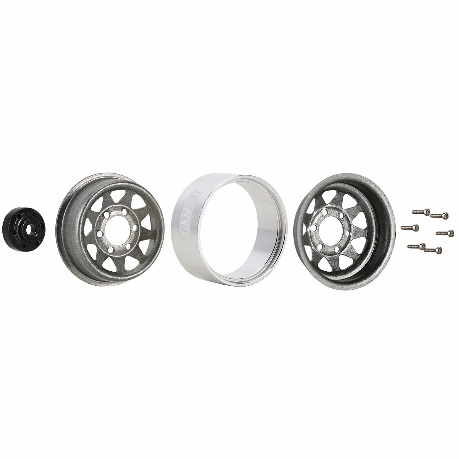 INJORA 1.0 RC Beadlock Wheel Mud Pneus Set Deep Dish 1,0 Roues Pneus pour Axial SCX24 FCX24 FCX18 Gladiator Deadbolt Bronco C10 JLU Upgrade Parts RC Crawler Car,Noir