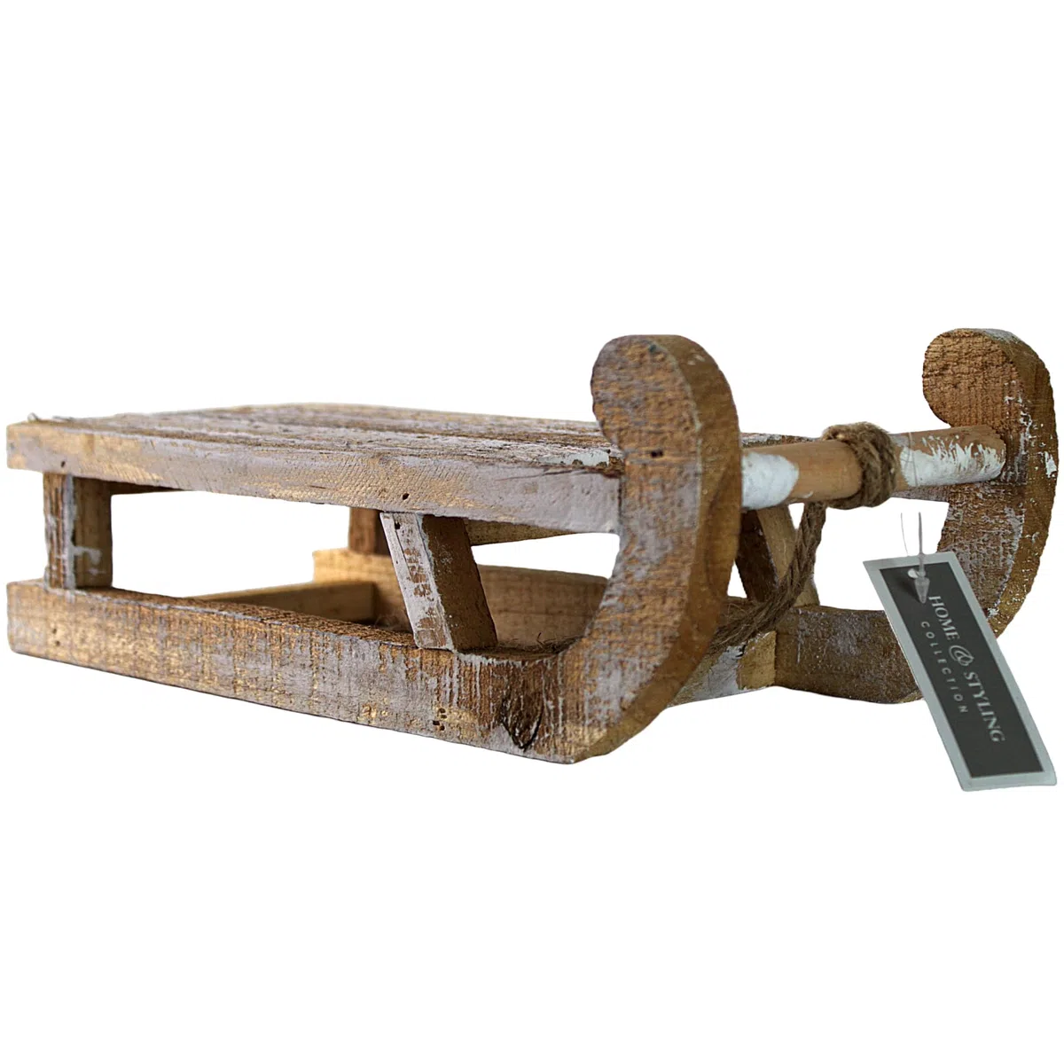 Générique Luge Bois Blanchi Corde Jute 30X14X11CM Beige