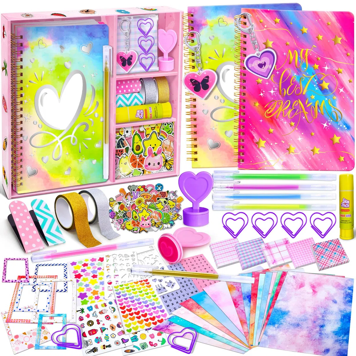 PATIFEED Kit de Journal à Faire Soi-Même pour Filles, Lot de 2 Journaux pour Adolescentes, Fournitures de Scrapbooking et D'agenda pour Enfants de 8 à 14 Ans