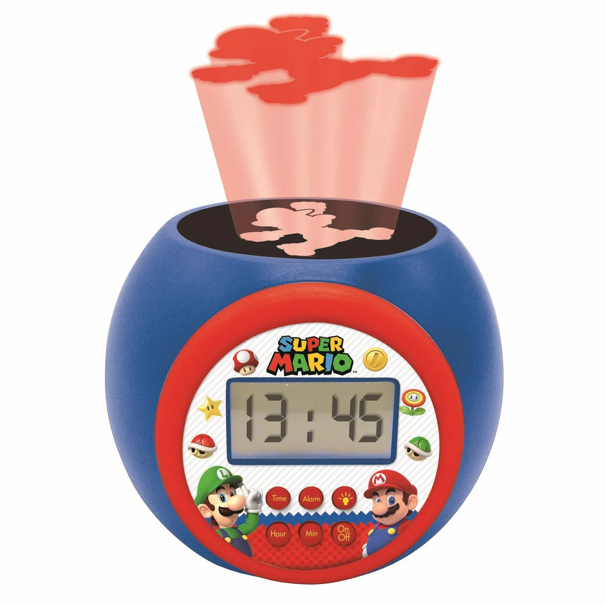 Lexibook - Nintendo Super Mario Réveil-projecteur, avec Fonction Alarme et répétition Snooze, veilleuse avec minuterie, écran LCD, à Piles, RL977NILXB