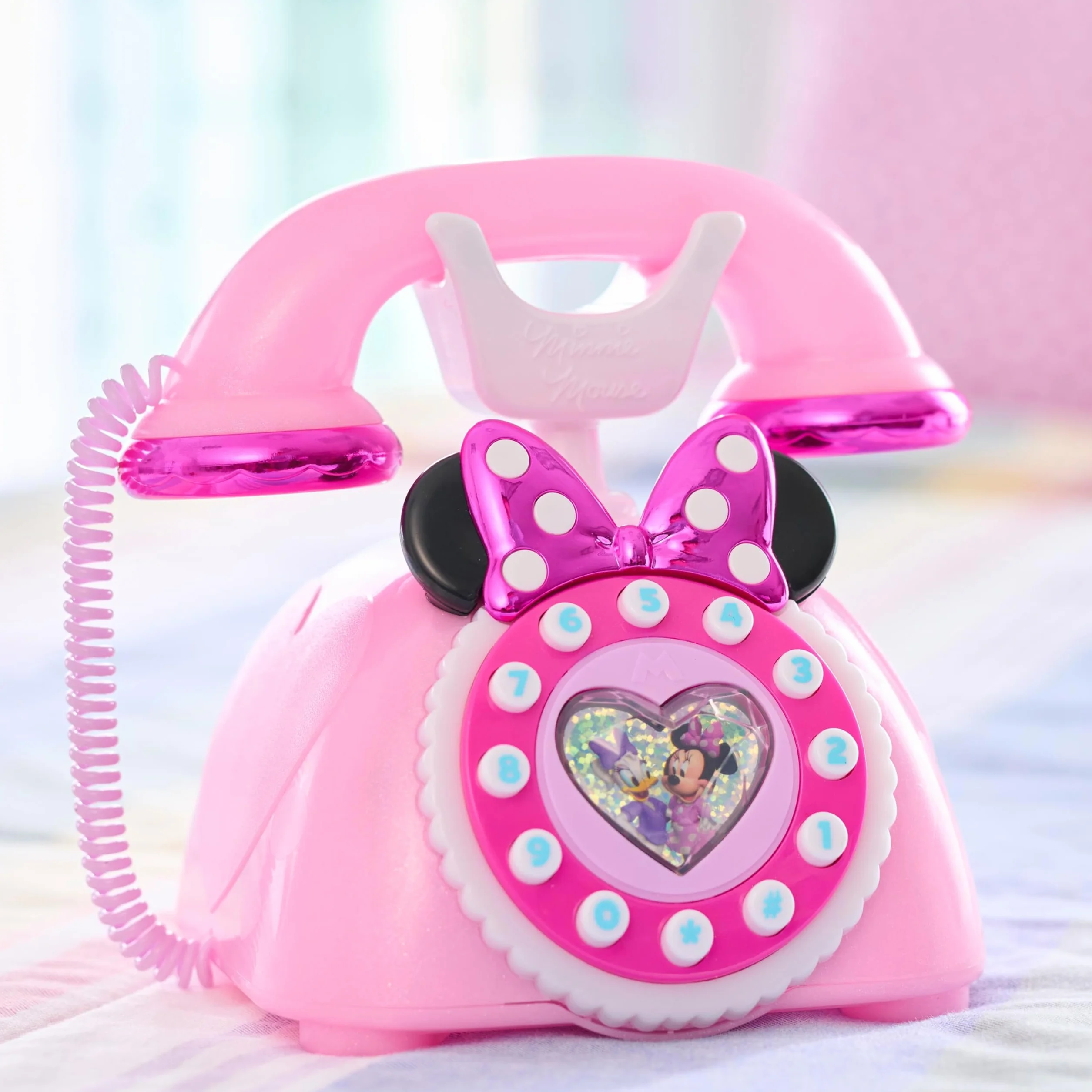 Just Play Téléphone à Cadran Minnie Mouse de Disney Junior avec Effets sonores et Lumineux, Jouets pour Enfants de 3 Ans et Plus