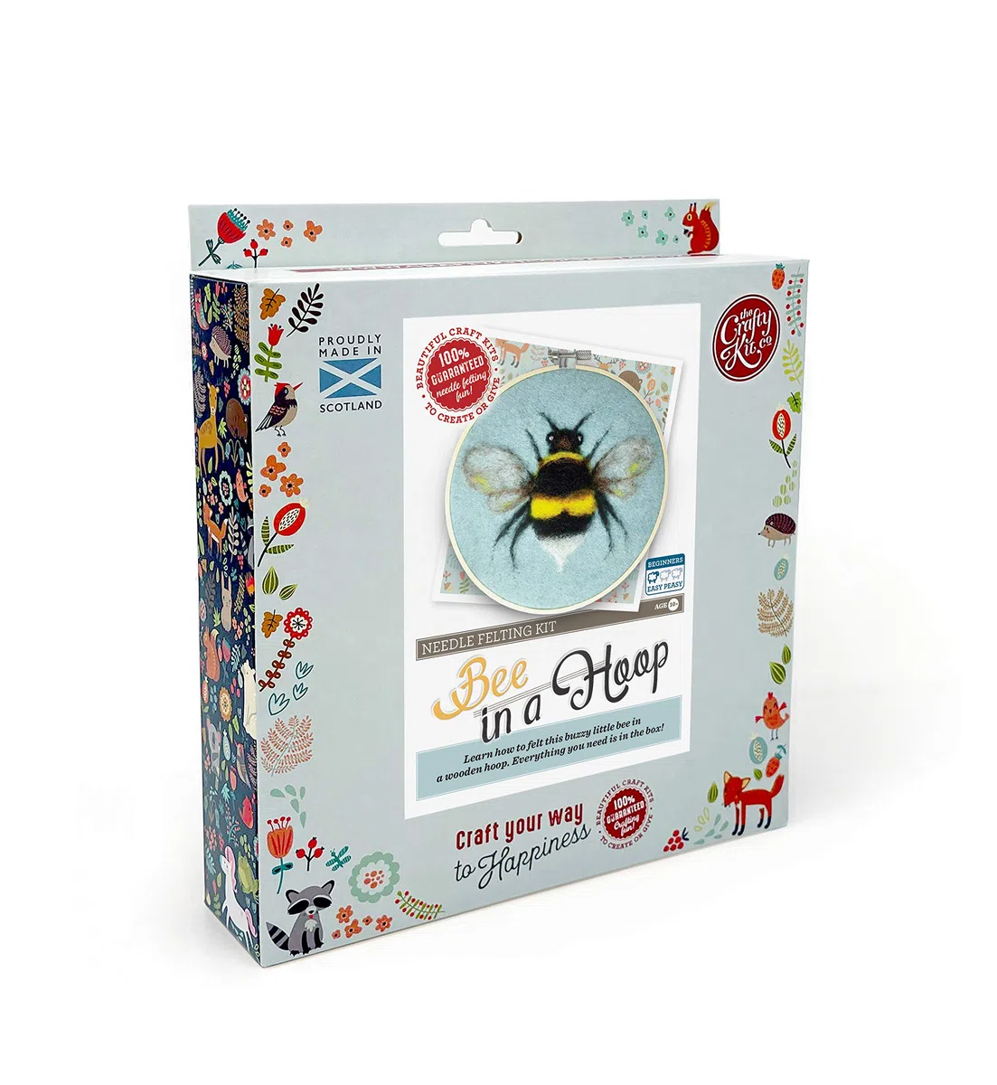 The Crafty Kit Kit de feutrage à l'aiguille de l'entreprise – Abeille dans un cerceau | 100 % laine Corriedale – Cadeau fait main pour adultes, adolescents et débutants | À partir de 10 ans