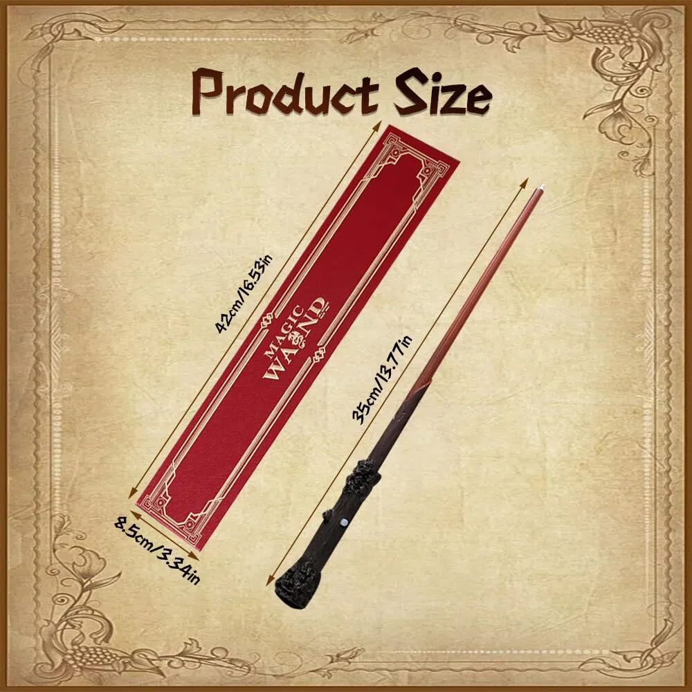 Baguette Harry Potter Lumineuse, Baguette Magique Harry Potter avec Chargement USB, Harry Potter Baguette dans Un Coffret Cadeau avec Carte de Sort, Ticket de Gare, Plan et Support de Baguette