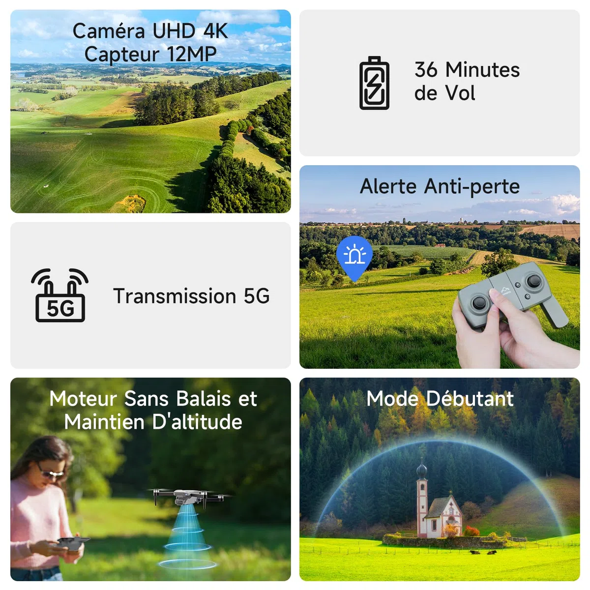 Ameta Drone avec Camera 4K UHD pour Adulte, S20 Lite Moteur Sans Balais FPV Mini Drone pour Debutant et Enfant avec Vol de 36min, Maintien D'altitude, Jouet Cadeau pour Hommes et Garcon, Moins de 250g