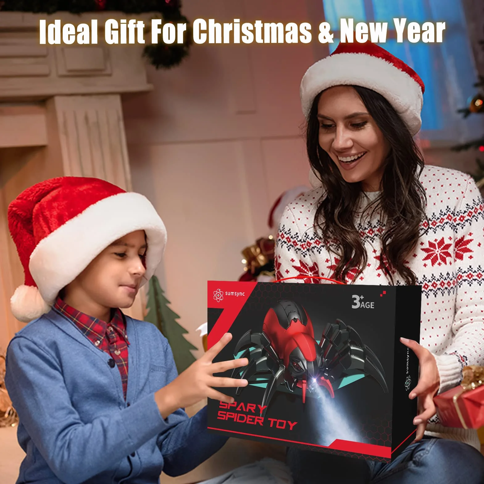 Télécommande Araignées Jouets pour Enfants - Véritable RC Spider, Effets musicaux, Lumières LED, 3 4 5 6 7 8 9 10 11 12 Ans garçons / Filles, Cadeau d'anniversaire Halloween Rouge