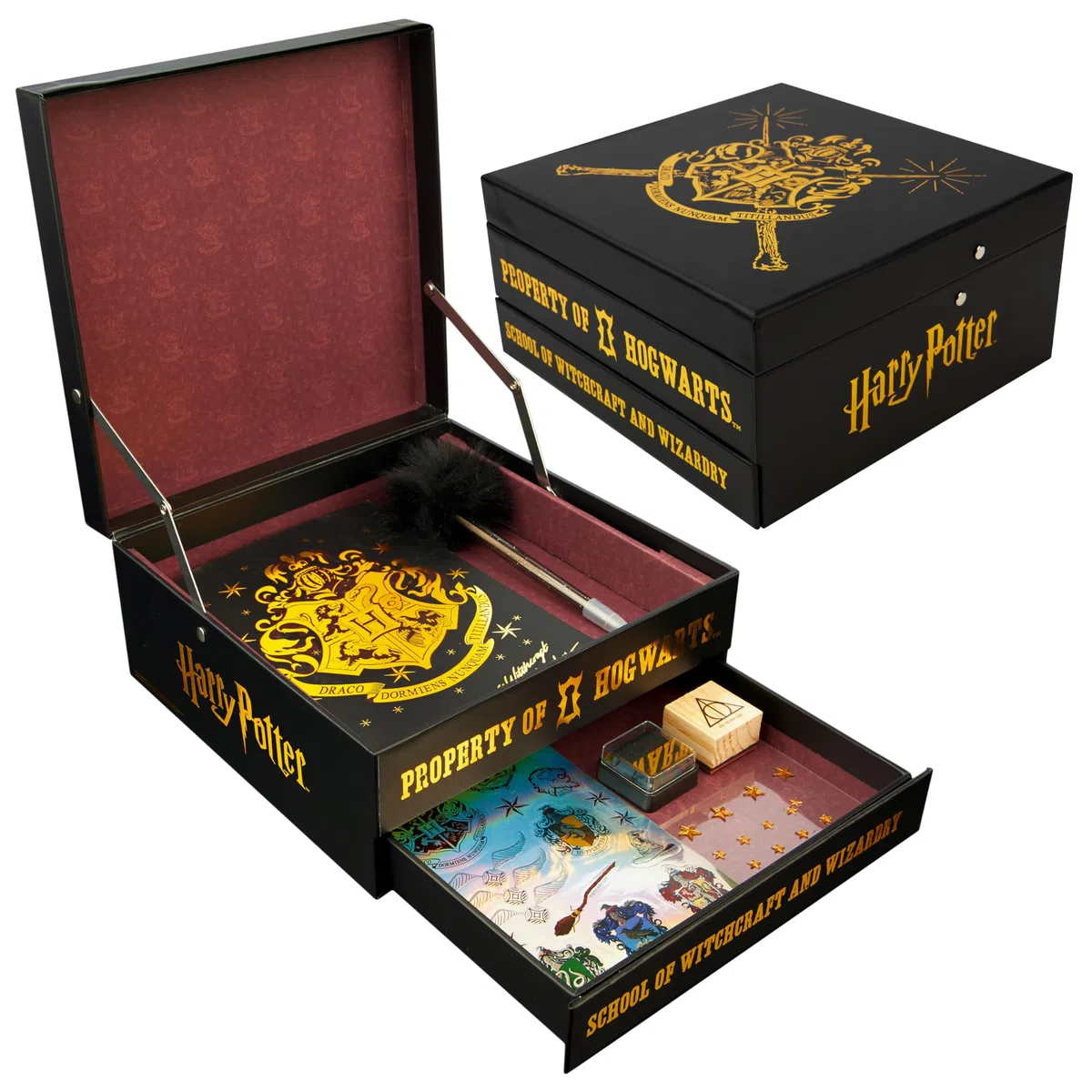 Harry Potter Album Photo Scrapbooking Accessoires Papeterie Kawaii Fournitures de Loisirs Créatifs Carnet Stickers Tampon, Cadeau Enfant (Noir/Bordeaux)