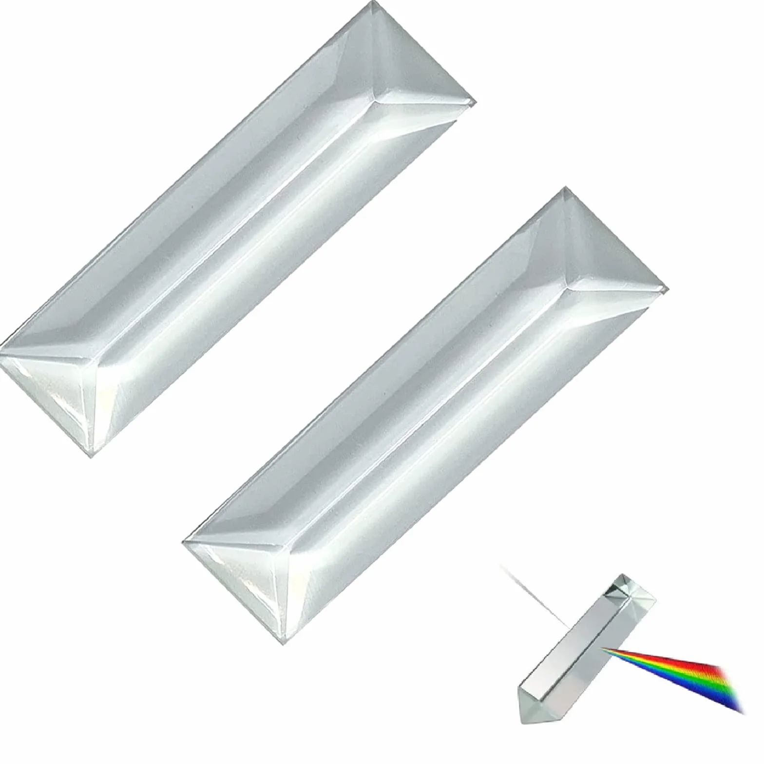 Prisme Photographie,Prisme Triangulaire,Verre Optique Prism,Prisme Optique,Verre Optique en Cristal,76*22*16mm Prisme Cristal,pour Spectre Lumière Réflective Couleurs Arc-en-Ciel Decoration,2 Pieces