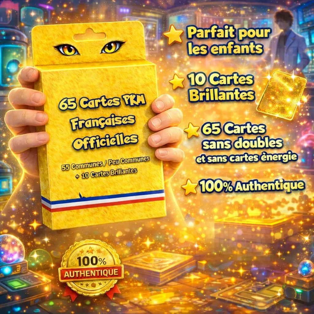 Lot de 65 Cartes Françaises Neuves et Officielles - Dont 10 Cartes Brillantes - Pas de Double - sans Carte Énergie