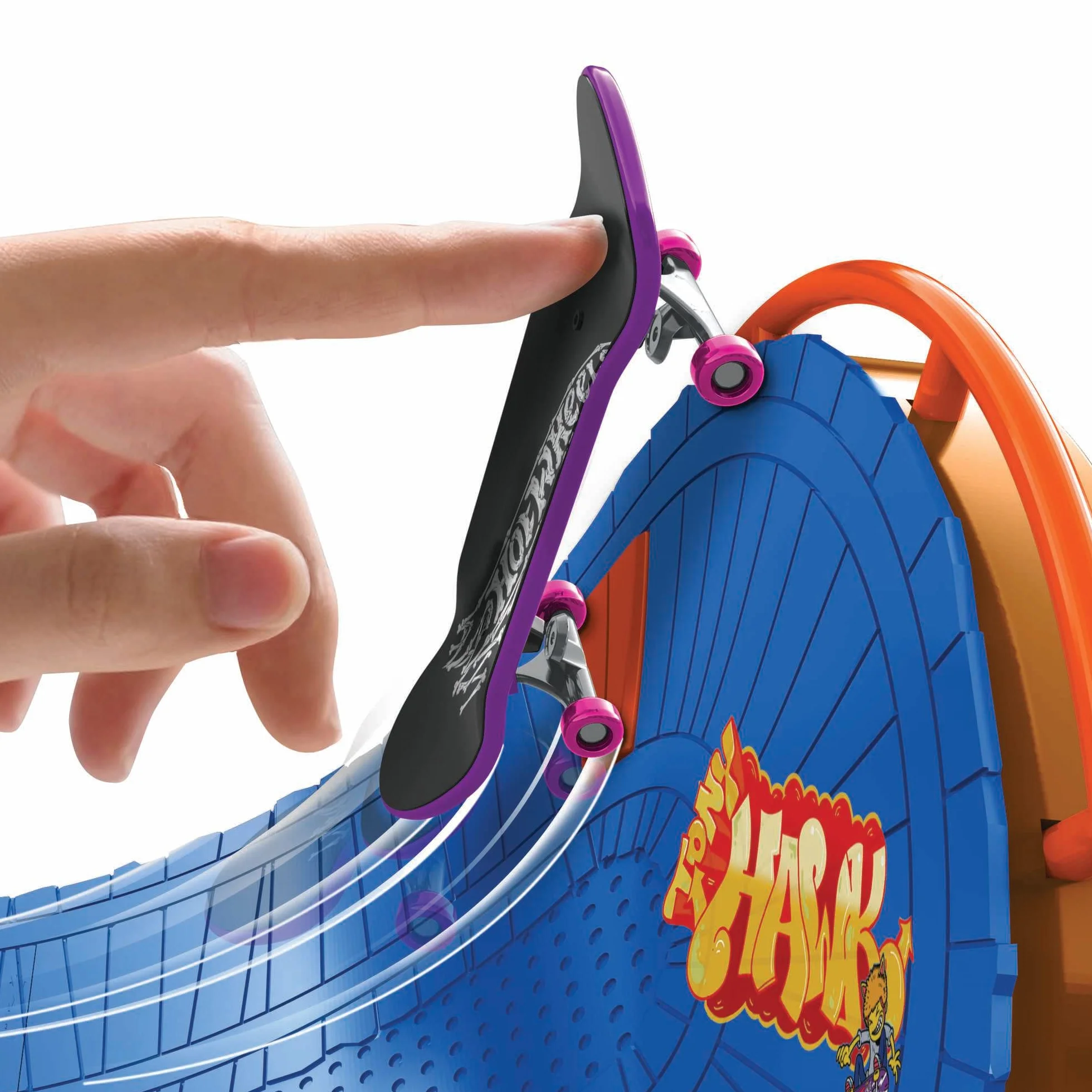 Hot Wheels Coffret Skate Skatepark Pack Attractions, 1 Fingerboard Tony Hawk et 1 Paire de Chaussures de Skate pour Doigts, Exclusif, Jouet Enfant, Dès 3 Ans, HGT95