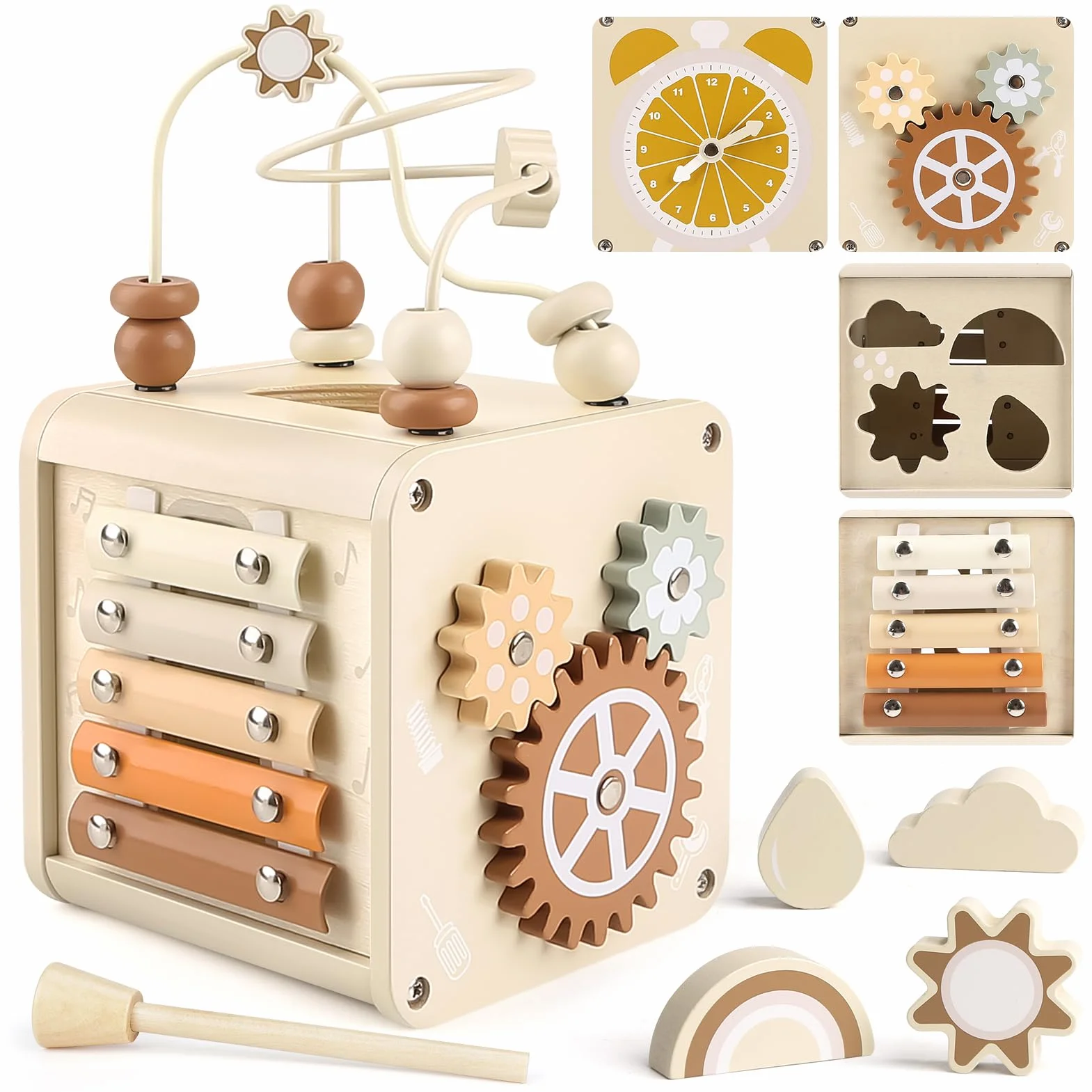 Vanplay Cube d'Activité Bébé Motricité Jeux Montessori 2 3 Ans Parcours Jouet Enfant Cadeau Noel et Anniversaire pour Garçons Filles