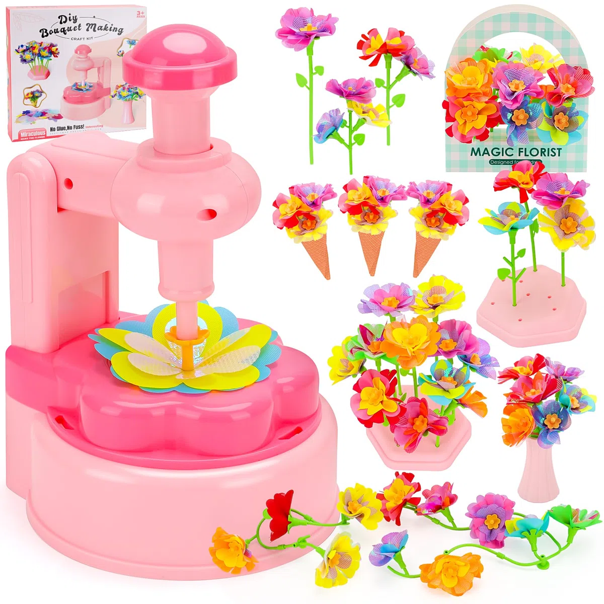 CSYY Kit de Bricolage Floral, Enfants Jouets pour Construire un Bouquet de Fleurs Artificielles 237 Pièces Création Bouquet de Fleurs DIY Bricolage pour enfants de 4, 5, 6, 7 et 8 ans
