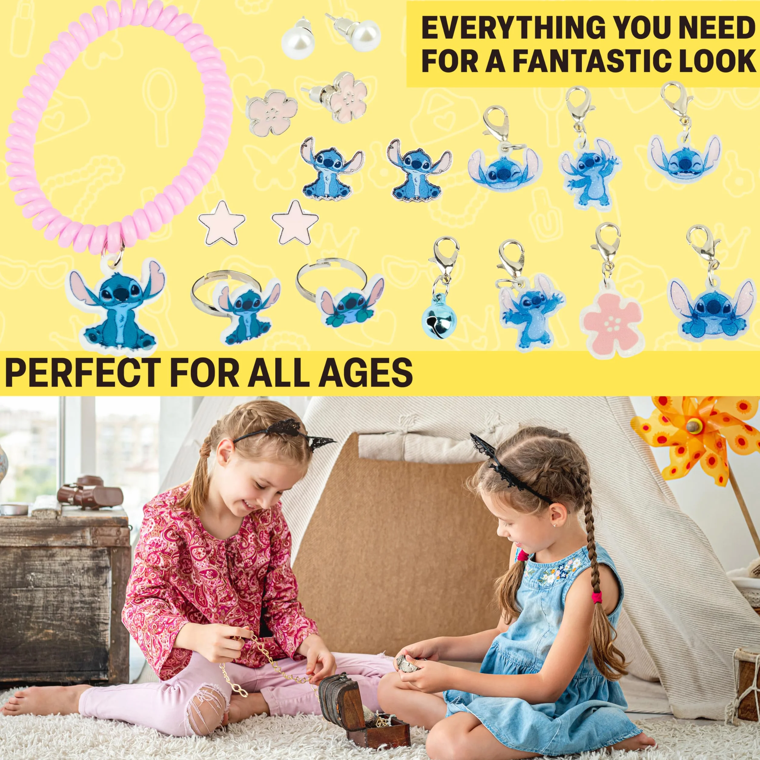 Get Trend Disney Stitch Calendrier de l'Avent 2025 Fille, Accessoires Cheveux et Bijoux, Barrettes Chouchou, Idée Cadeau Fille (Lilas Stitch)