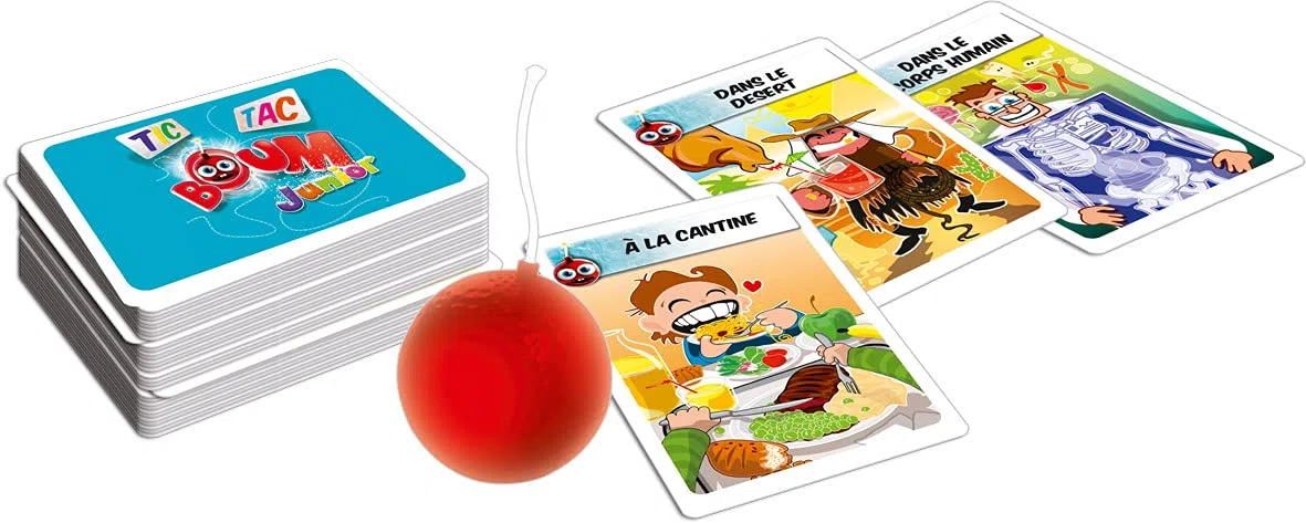 Asmodee - TIC TAC BOUM Junior - Jeu d'Ambiance pour Enfants dès 5 Ans -Jeu de Cartes & Rapidité - Trouvez 1 Mot avec 1 Syllabe - avec Bombe Minuteur - 2 à 12 Joueurs - 15 Min -en Français - Zygomatic
