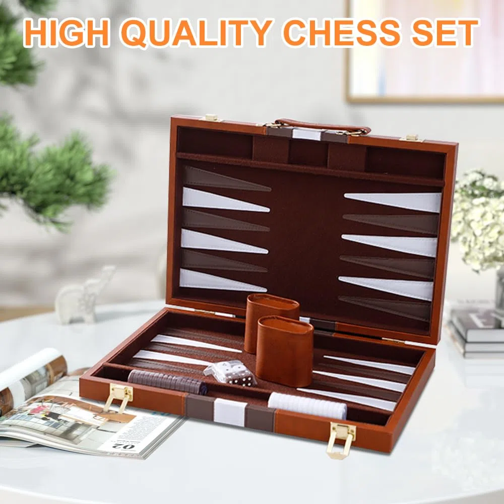 Backgammon Set, Backgammon Voyage, 11 Pouces Portables Bagamon de Voyage, pour Les Voyages et Les déplacements, Jeux de Société Familial pour Adultes avec poignée