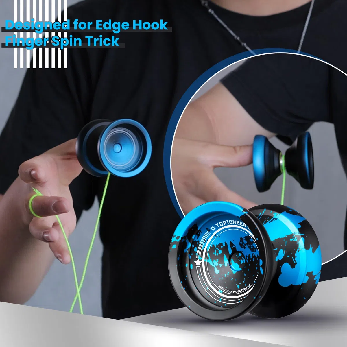 Yoyo JoJo V12 réactif pour enfants de 8 à 12 ans ou plus, Finger Spin Tricks, Yoyo inresponsive pour les professionnels, avec 12 cordes et accessoires complets