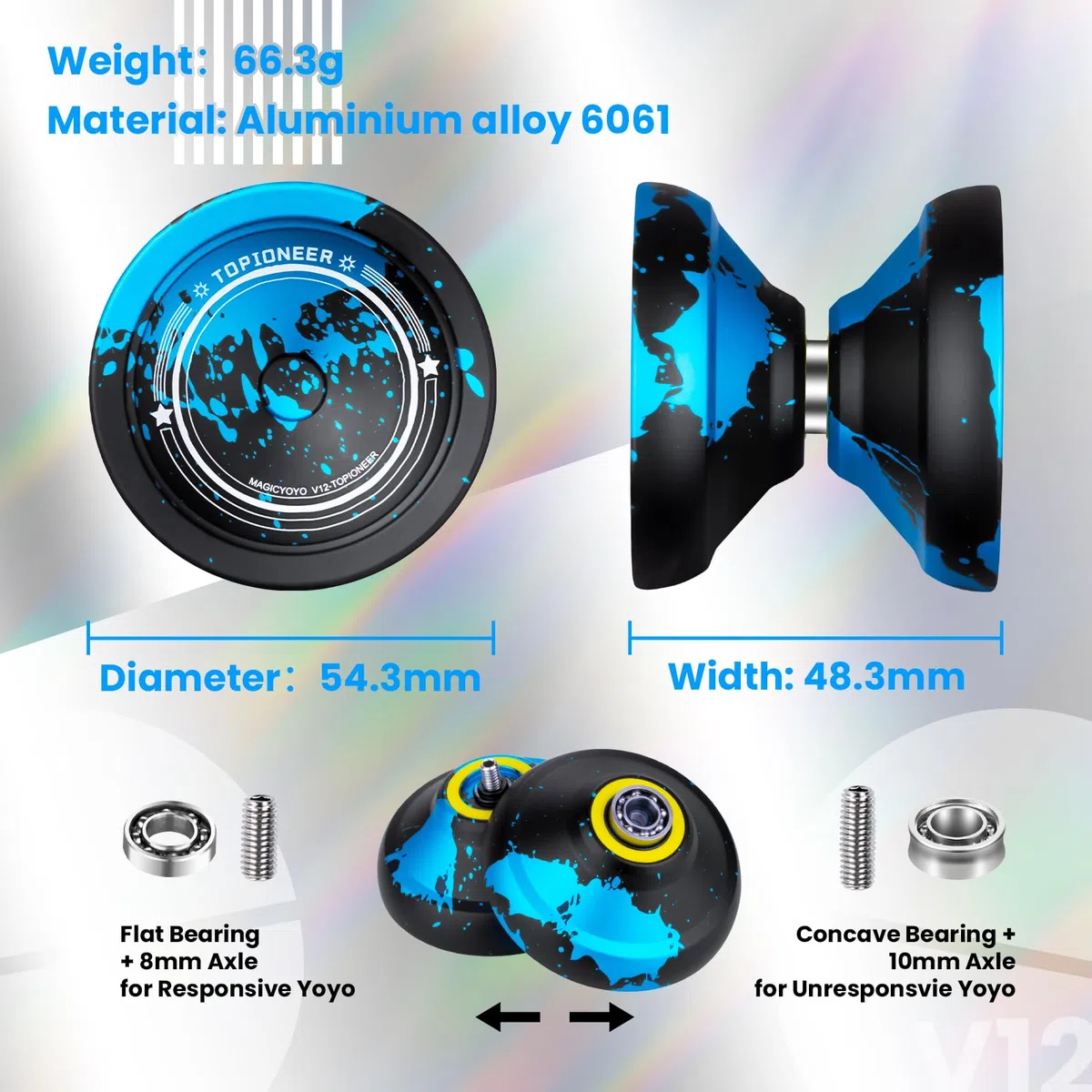 Yoyo JoJo V12 réactif pour enfants de 8 à 12 ans ou plus, Finger Spin Tricks, Yoyo inresponsive pour les professionnels, avec 12 cordes et accessoires complets