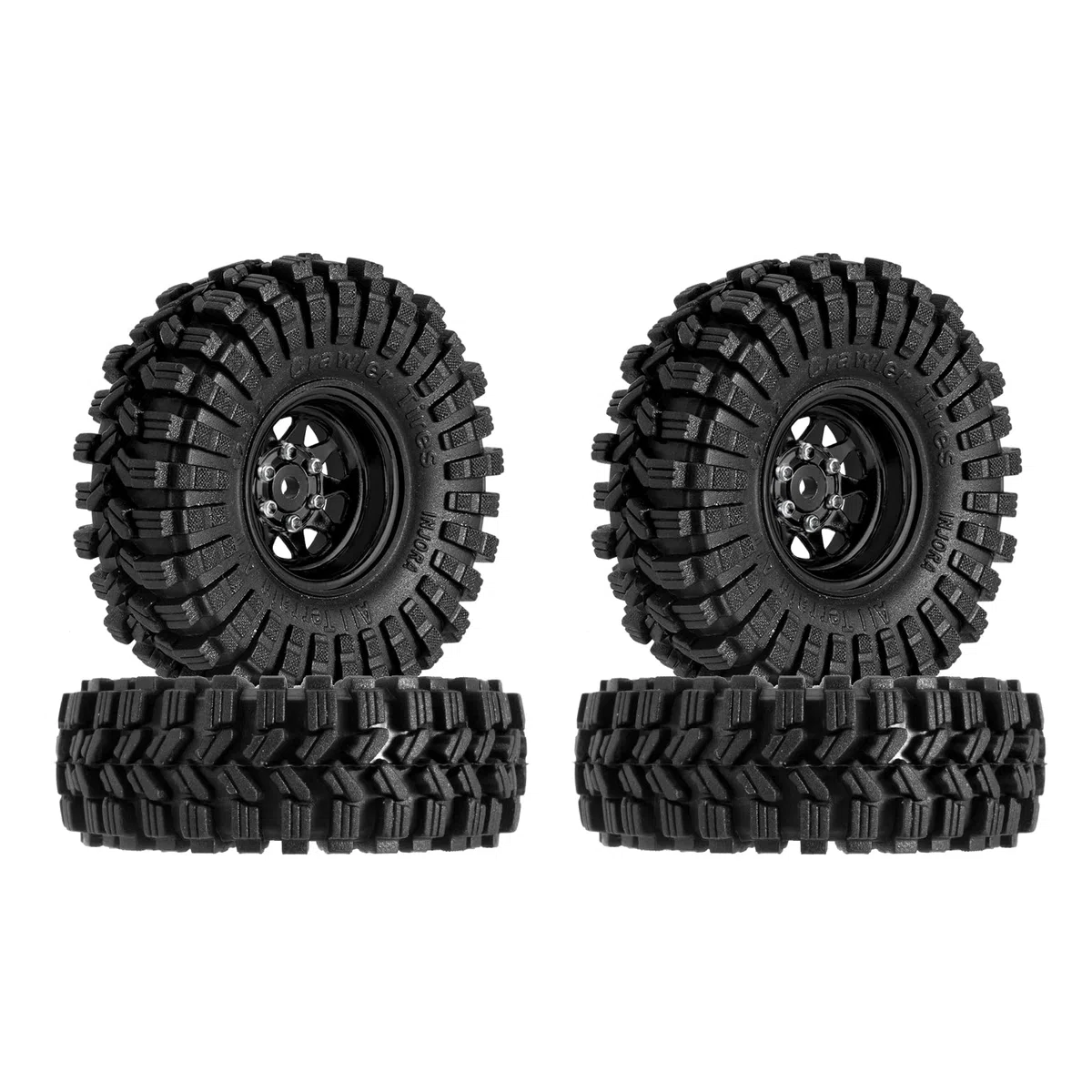 INJORA 1.0 Beadlock Rotation Jante Pneus -3.78mm Offset Jante de Roue pour Axial SCX24 FMS FCX24 FCX18 TRX4M AX24 1/18 1/24 RC Crawler Automobile, Noir