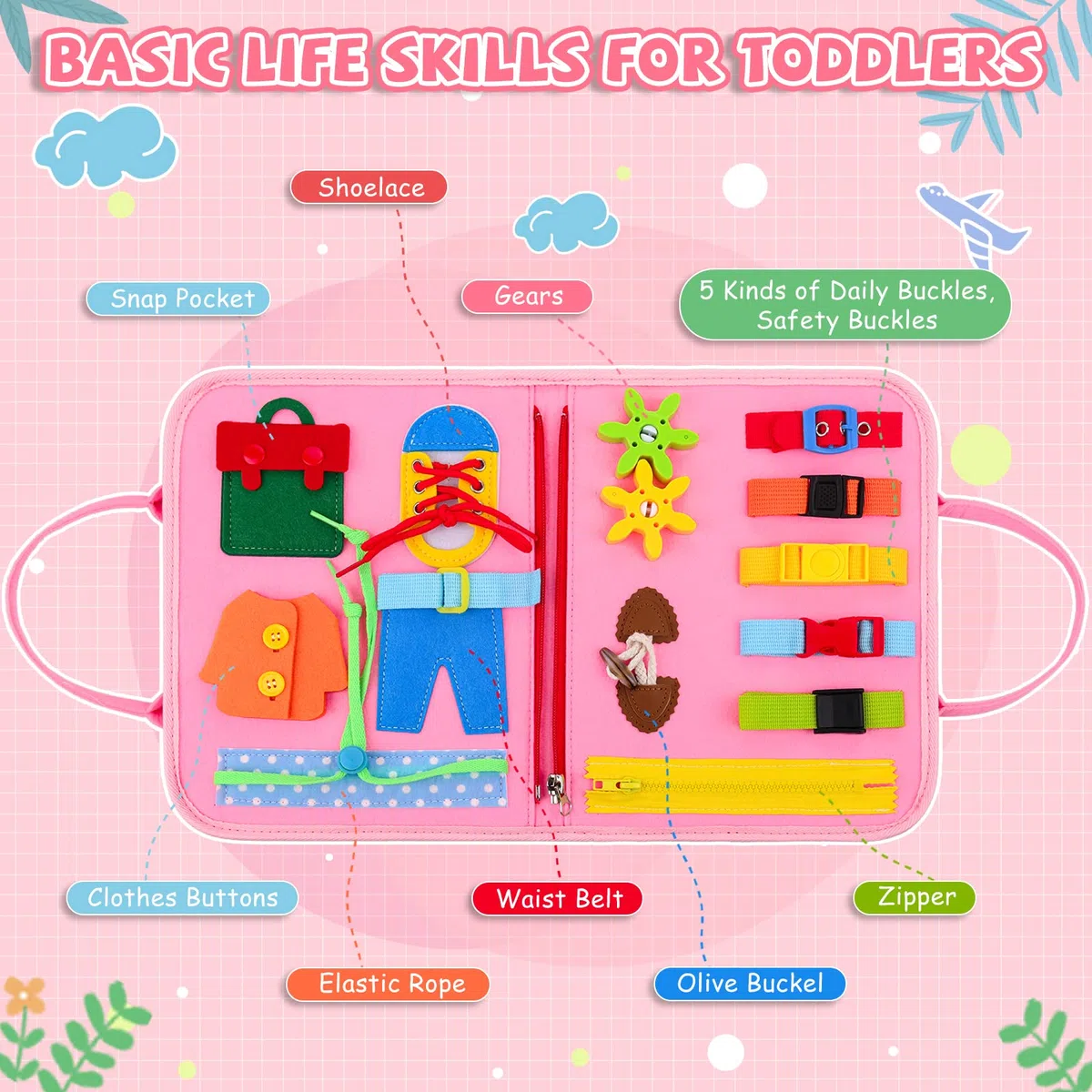 Busy Board Montessori pour Enfants,Planche Montessori, Tableau Sensoriel d'Activités pour Apprendre Motricité Fine,Jouets éducatifs Jeux Montessori pour Garcon Fille BéBé