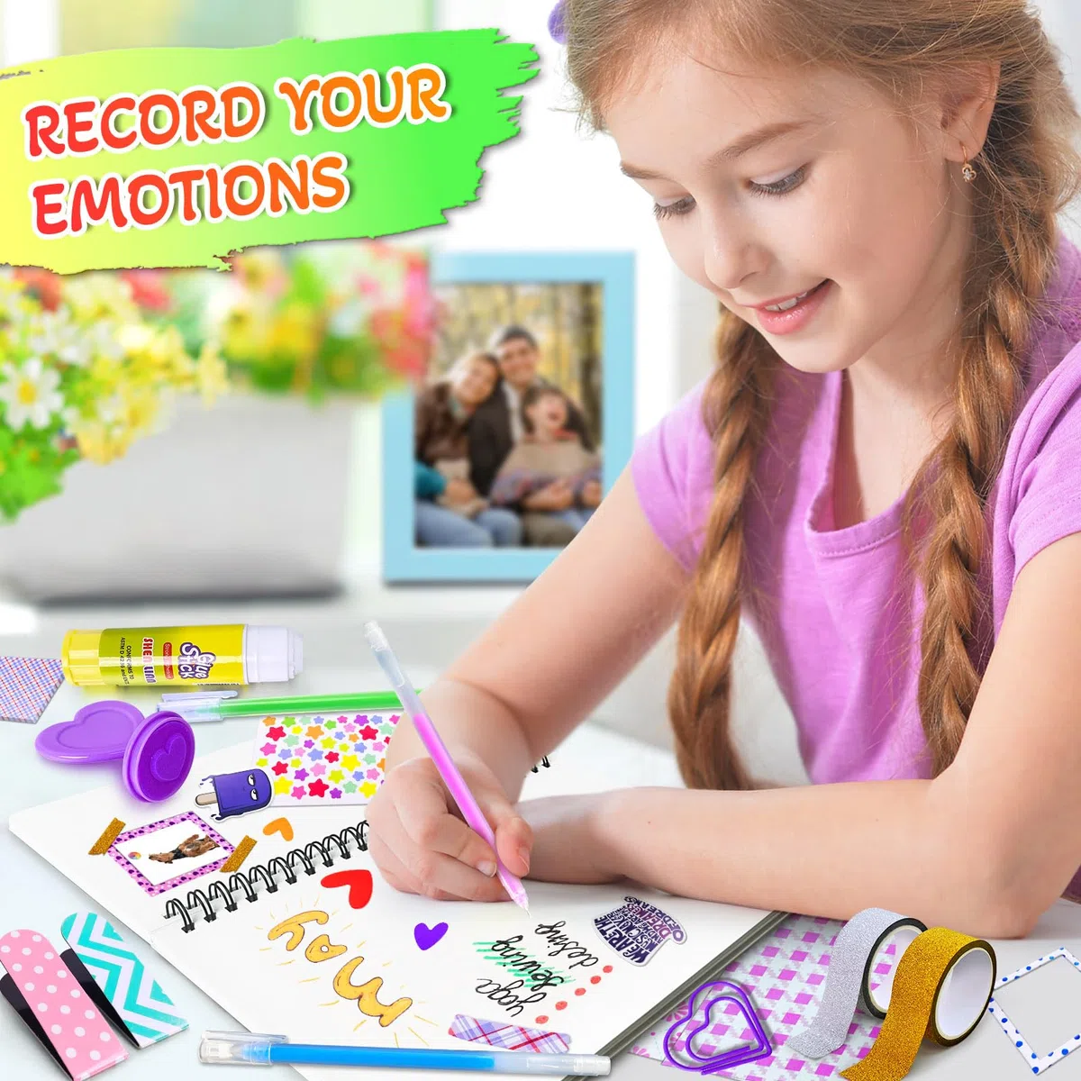 PATIFEED Kit Journal pour Filles, Scrapbooking Set pour Enfants, Cadeau D'anniversaire de Noël pour 8 9 10 11 12 13 14 Ans