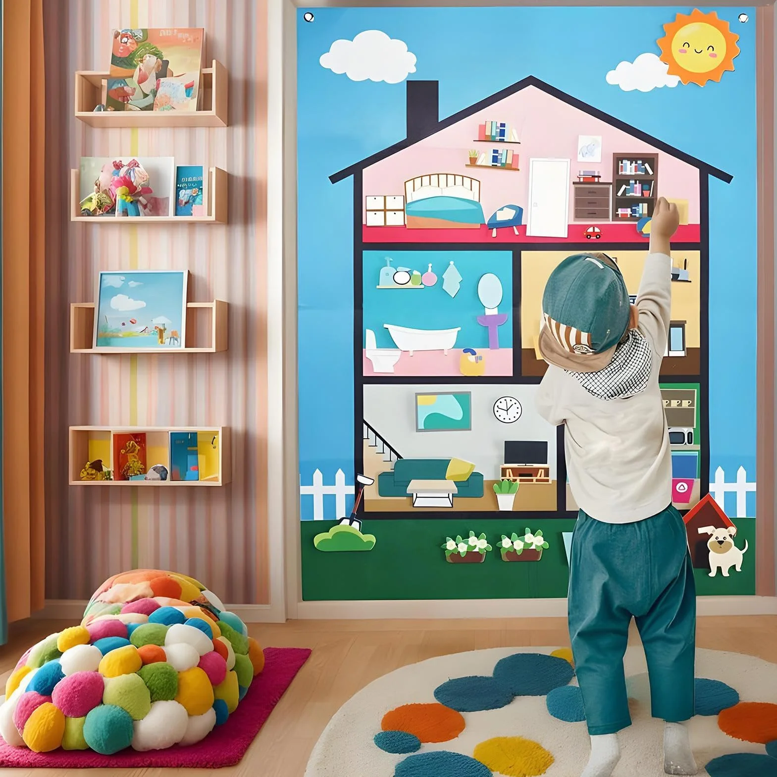 Générique Felt Story Board, Children's Interactive Wall Set, 40.94x29.53 inches Sensory Learning Activity, Reusable Decorative Felt Game, Large Board for Classroom Nursery Preschool Aged 3+