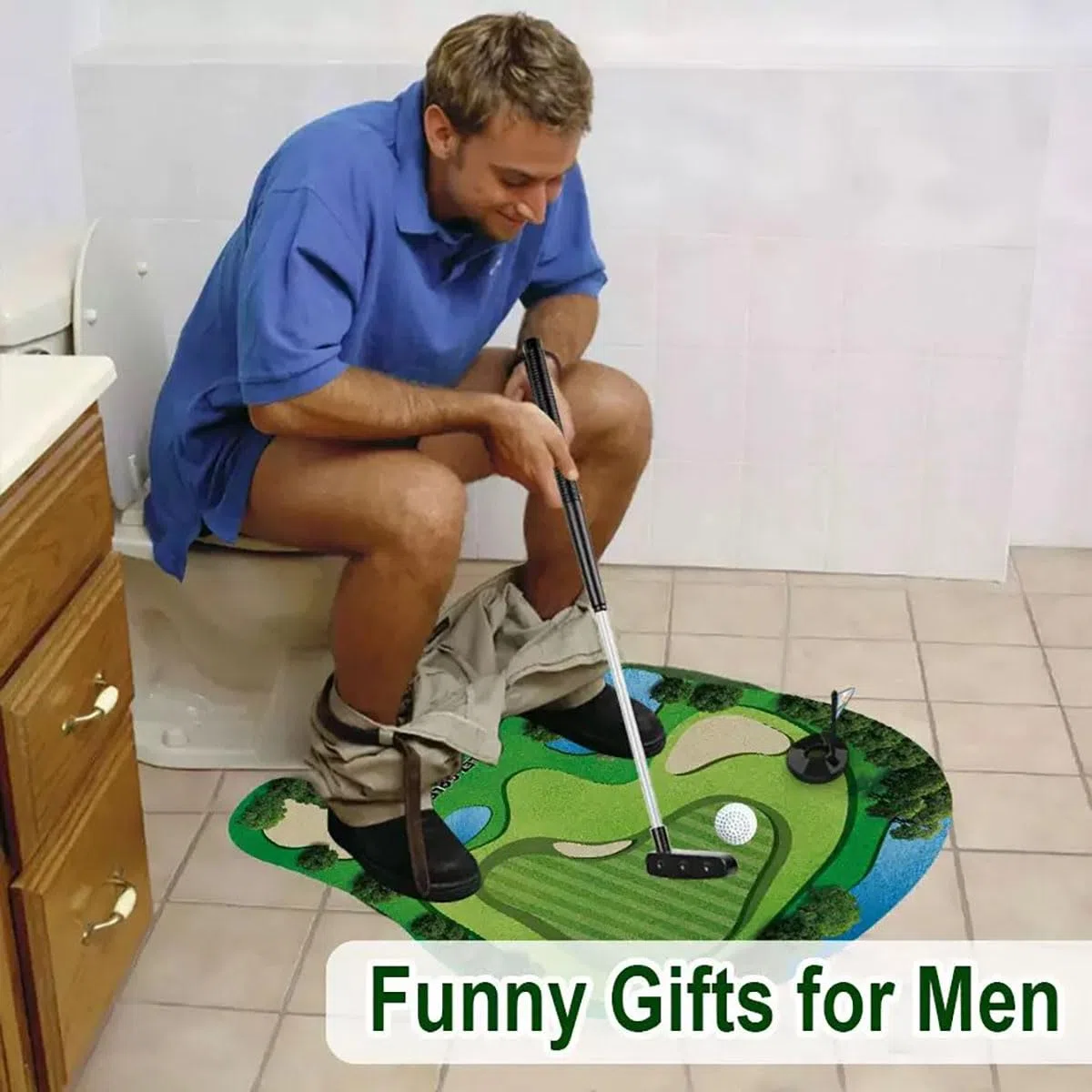 Ensemble de jeu de golf de toilette pour homme, pratique du mini golf dans toutes les toilettes, salle de bain, fête des pères, éléphant blanc, cadeaux de Noël, Saint-Valentin