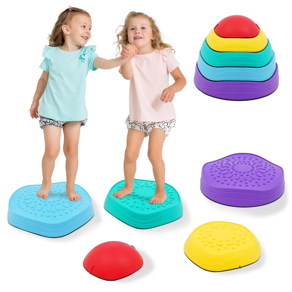 Pierres d'équilibre pour enfants, 11 poutres d'équilibre antidérapantes, pierres de rivière, poutre d'équilibre, blocs d'équilibre, équipement de jeu intérieur et extérieur pour enfants, favorisent