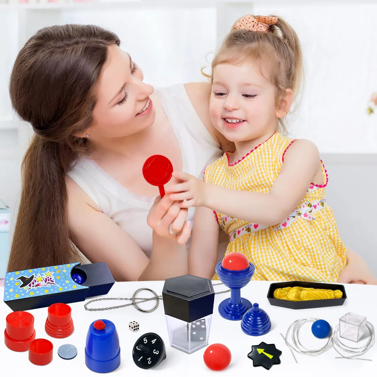 Heyzeibo Kit de Magie - 60+ Tours de Magie Enfant, Kit Magique avec Baguette Magique et Instructions, pour Garçons, Filles, Tout-Petits, Débutants