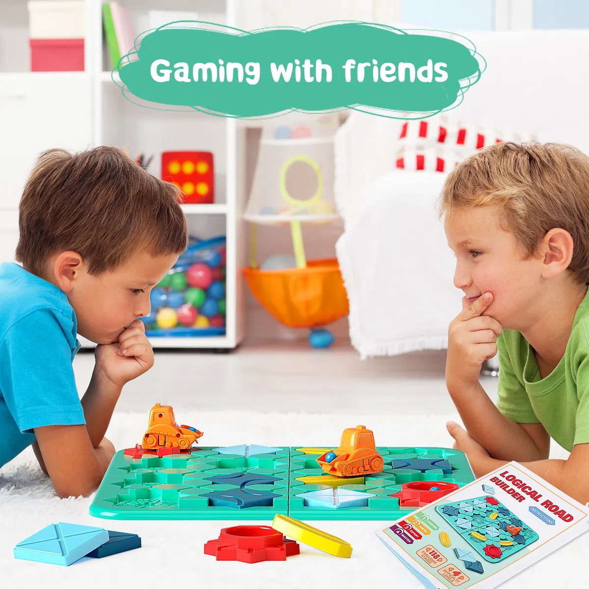 burgkidz Jeu de Construction de Route Logique pour Enfants, Jeux de Société de Piste Voiture de Puzzle avec Boule de Labyrinthe en Marbre, Jouets Cérébraux pour Garçons Filles 4 à 8 Ans