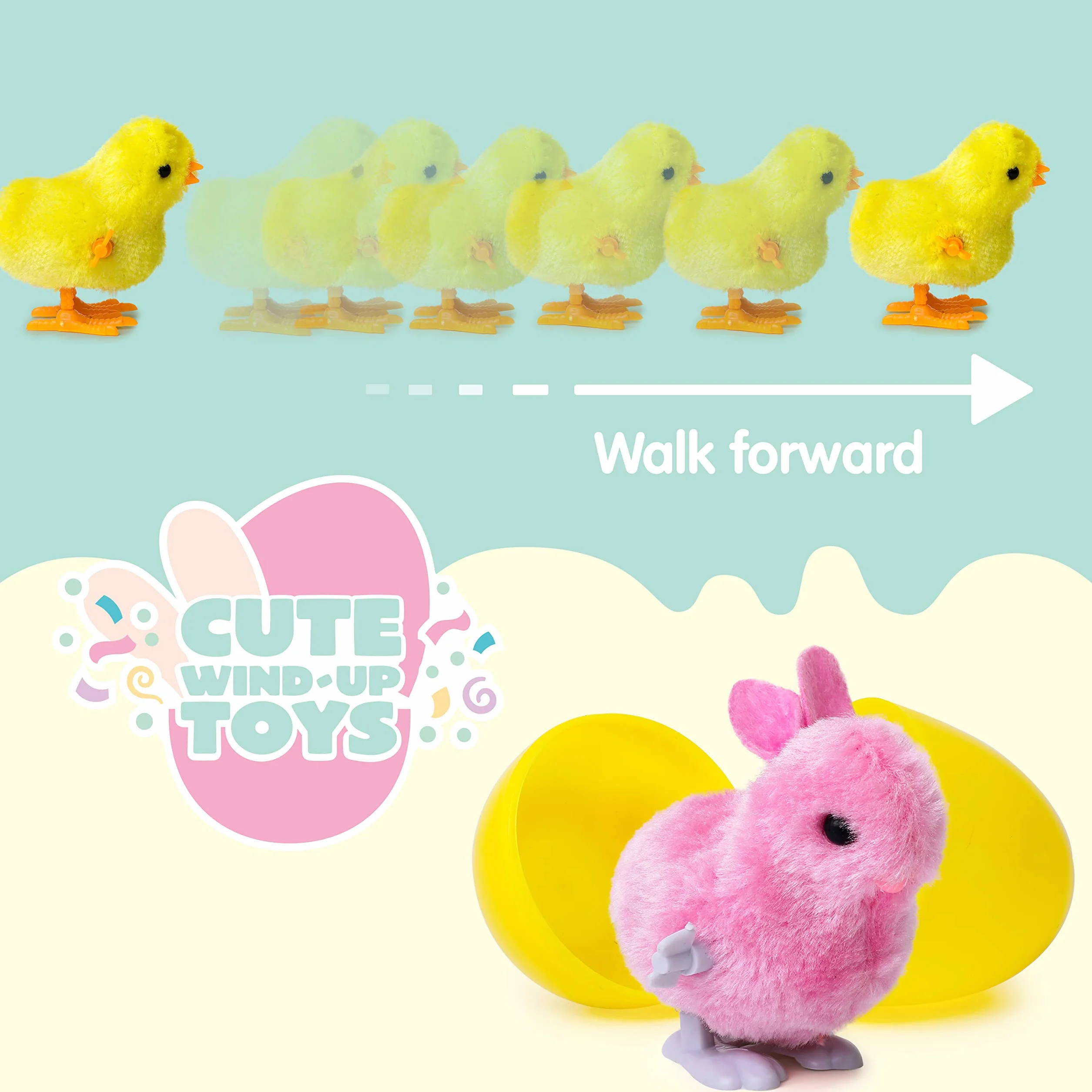 JOYIN 12Pcs Oeufs de Pâques Remplis Jouets de Lapins et Poussins à remonter pour Garçons et Filles Jouets Surprise Cadeaux fête de Chasse de Pâques