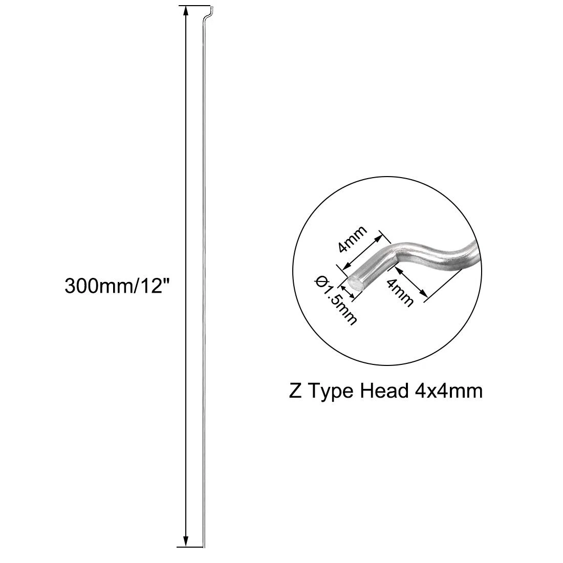 sourcing map 1.5mm x 300mm (12 Pouce) Acier Z Tirer/Pousser Tiges Pièces pour RC Avion Plane Bateau Rechange Paquet de 10