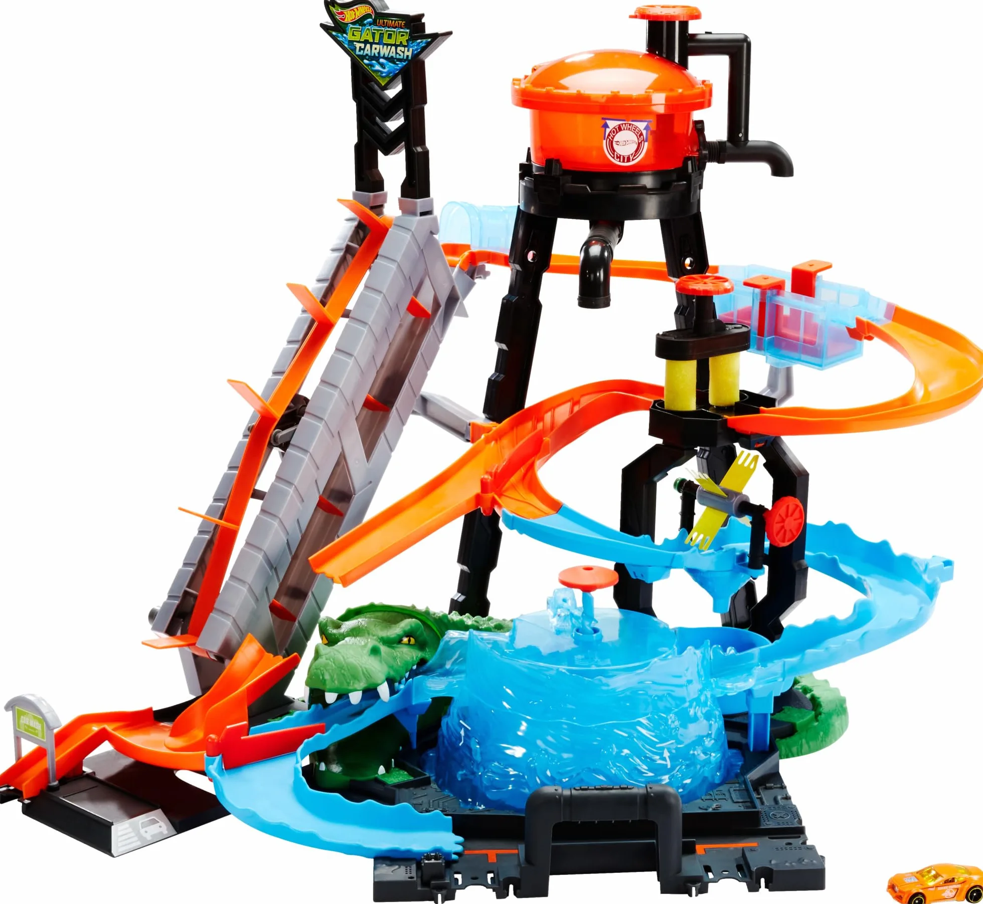Hot Wheels City Station de Lavage Ultime, Coffret de Jeu avec Pistes pour Changer la Couleur des Voitures Color Shifters, Jouet pour Enfant, FTB67