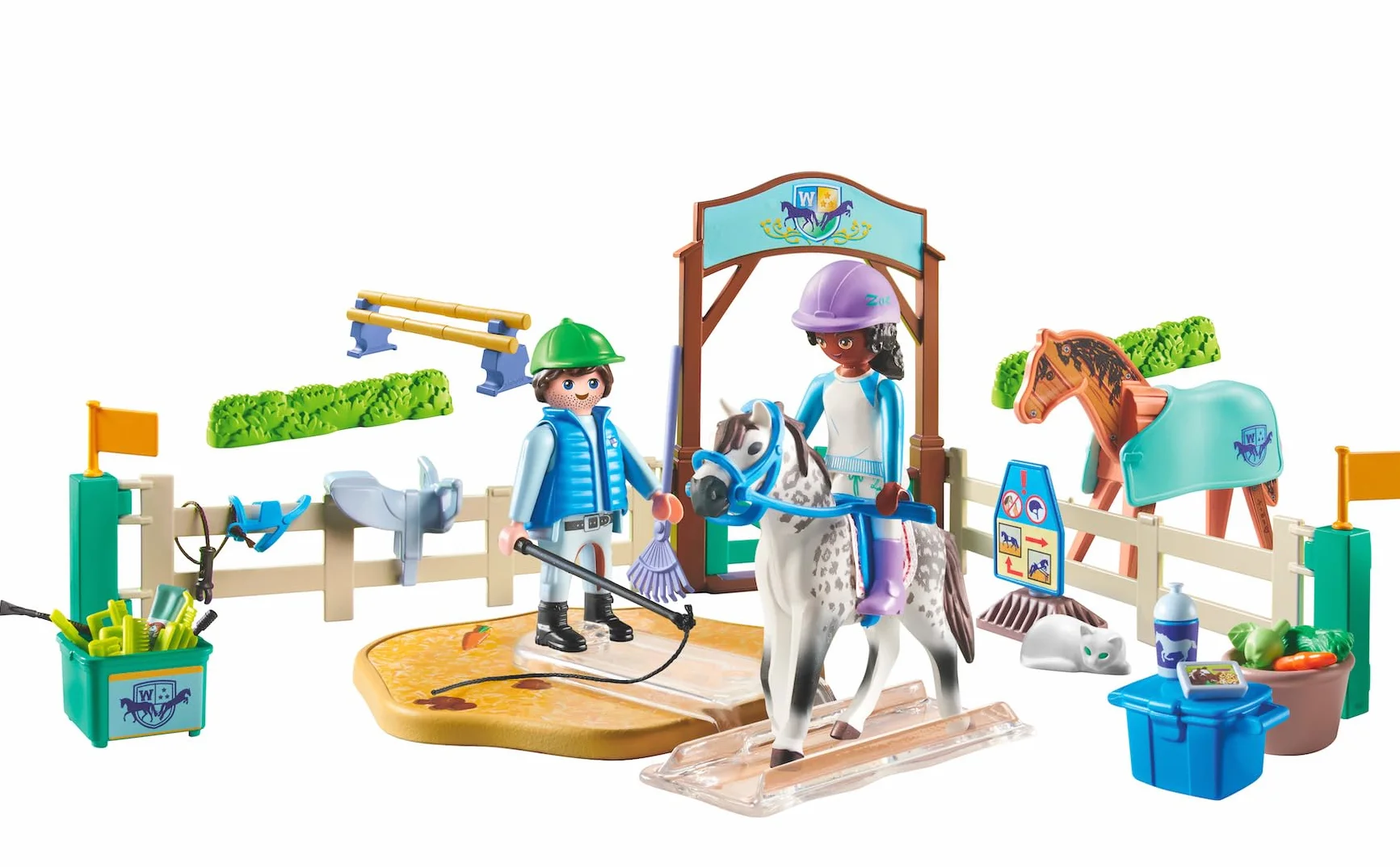 Playmobil 71637 Ecole d'équitation - Horses of Waterfall - Comprenant Un Plateau tournant, Un Cheval et des Accessoires d'équitation variés - Dès 5 Ans