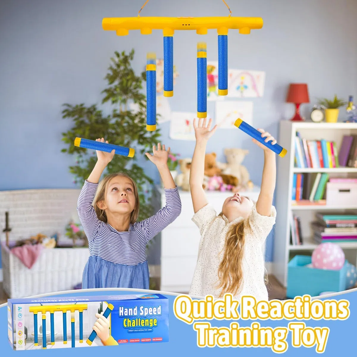Jeu d'Attrape Bâtons pour garçon de 2 Ans, Jeu de Réaction Ajustable à 3 Vitesses de Coordination Main-Oeil Activité Educative Jouet Sensoriel pour Enfants et Adults