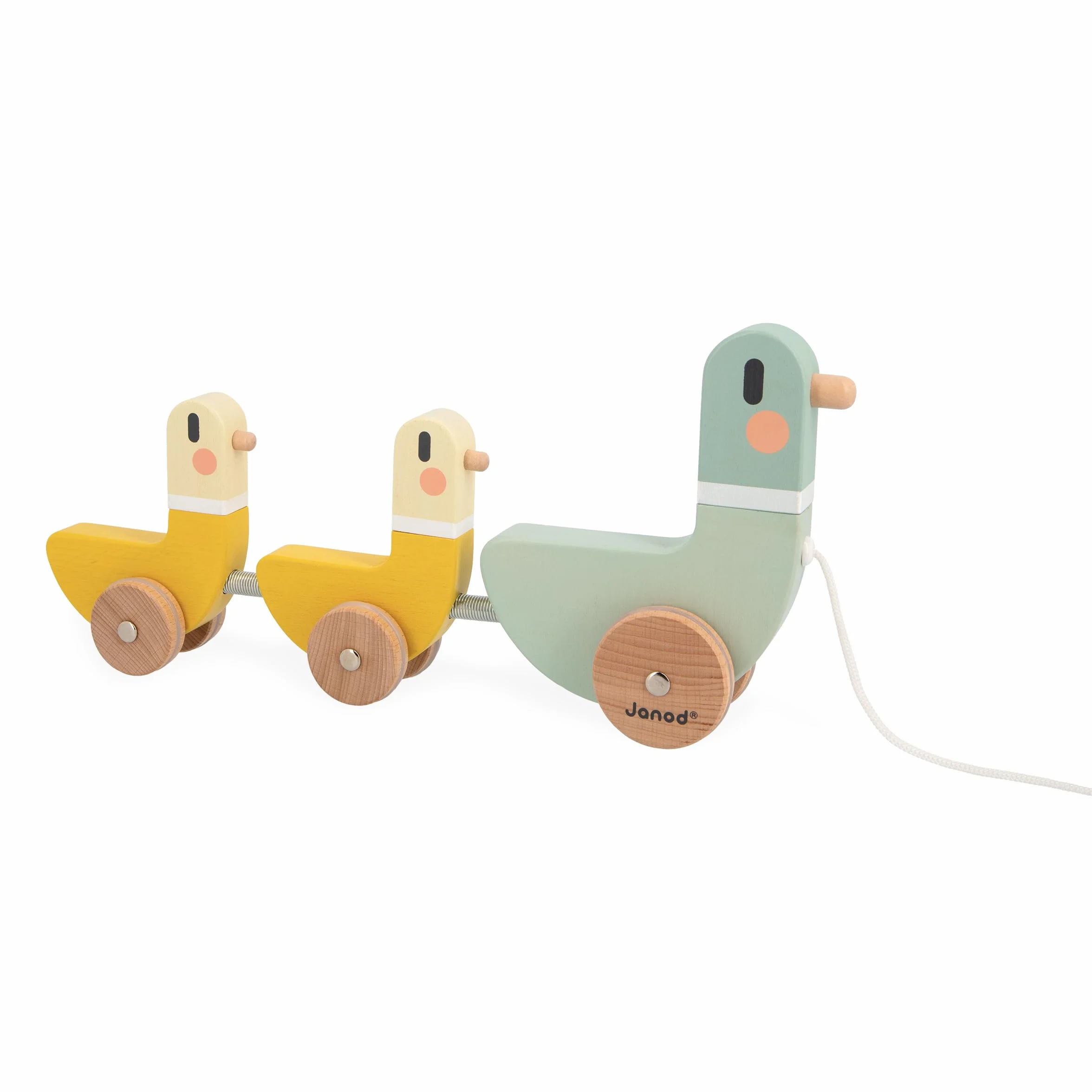 Janod - 3 Canards à Tirer Sweet Cocoon - Jouet d'Éveil - Développe la Motricité - Jouet en Bois FSC et Peinture à l'eau - Dès 12 Mois,J04051