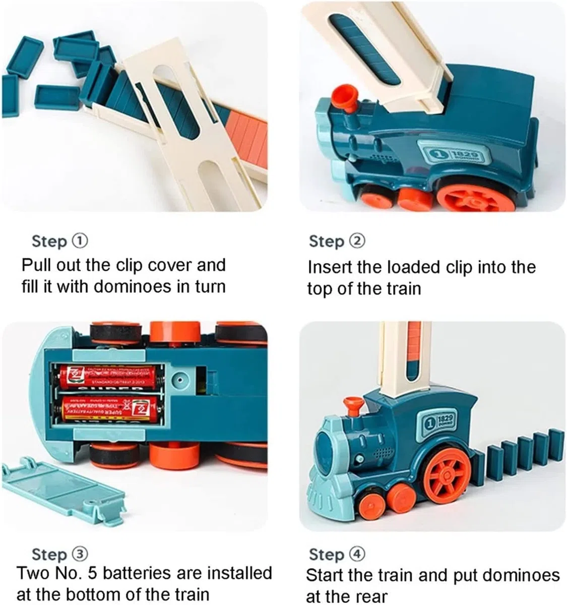 OBEST 180Pcs Jouets de Train Domino Ensemble, Train Électrique avec Lumières et Musique, Automatique Rallye Train Empilés Blocs Domino Enfants, Jouets éducatifs pour Garçons et Filles (Bleu)