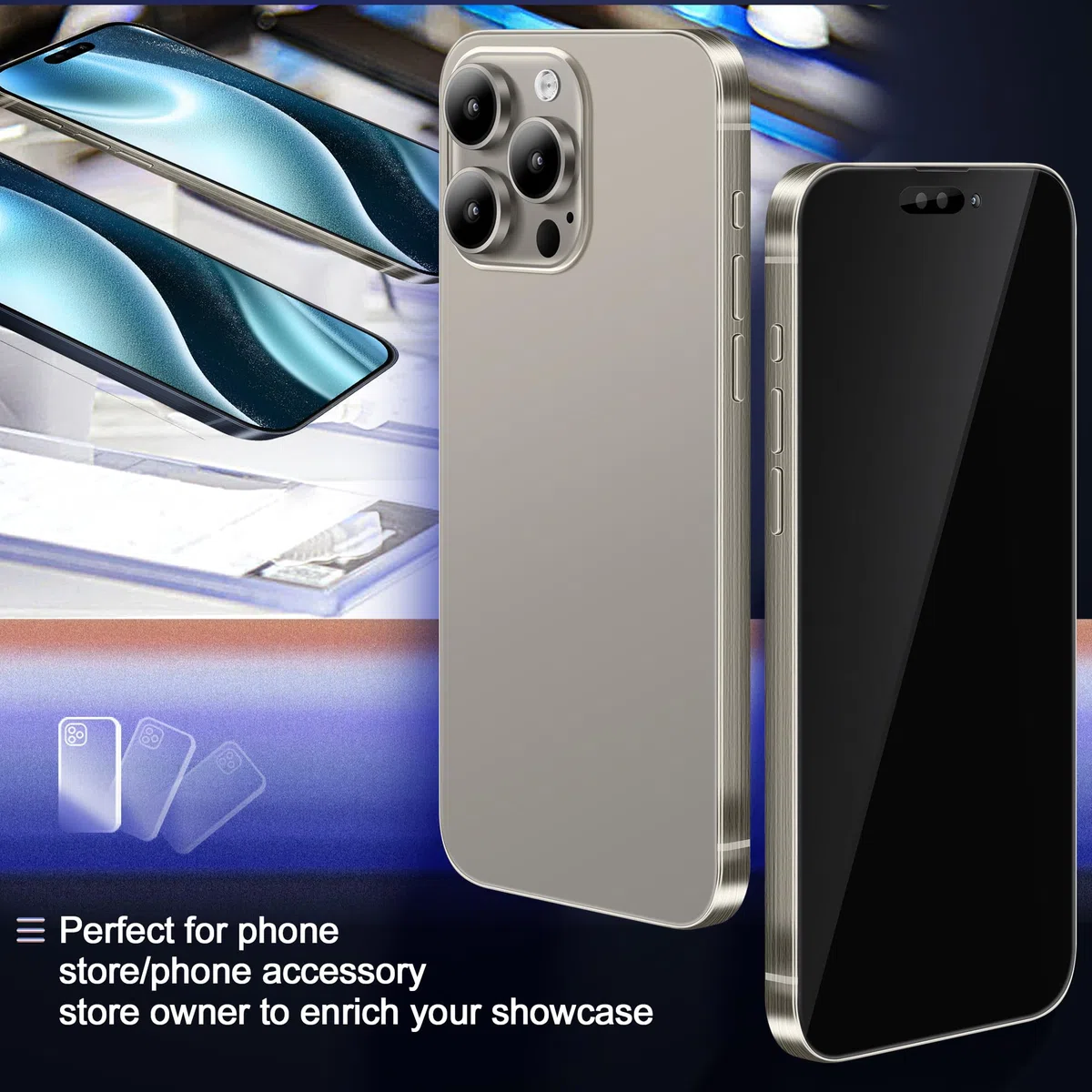 FufoneUS Affichage Faux Jouets téléphone Portable modèle métallique réplique Non Fonctionnement 1:1 téléphone pour 15 Pro Noir Écran Noir