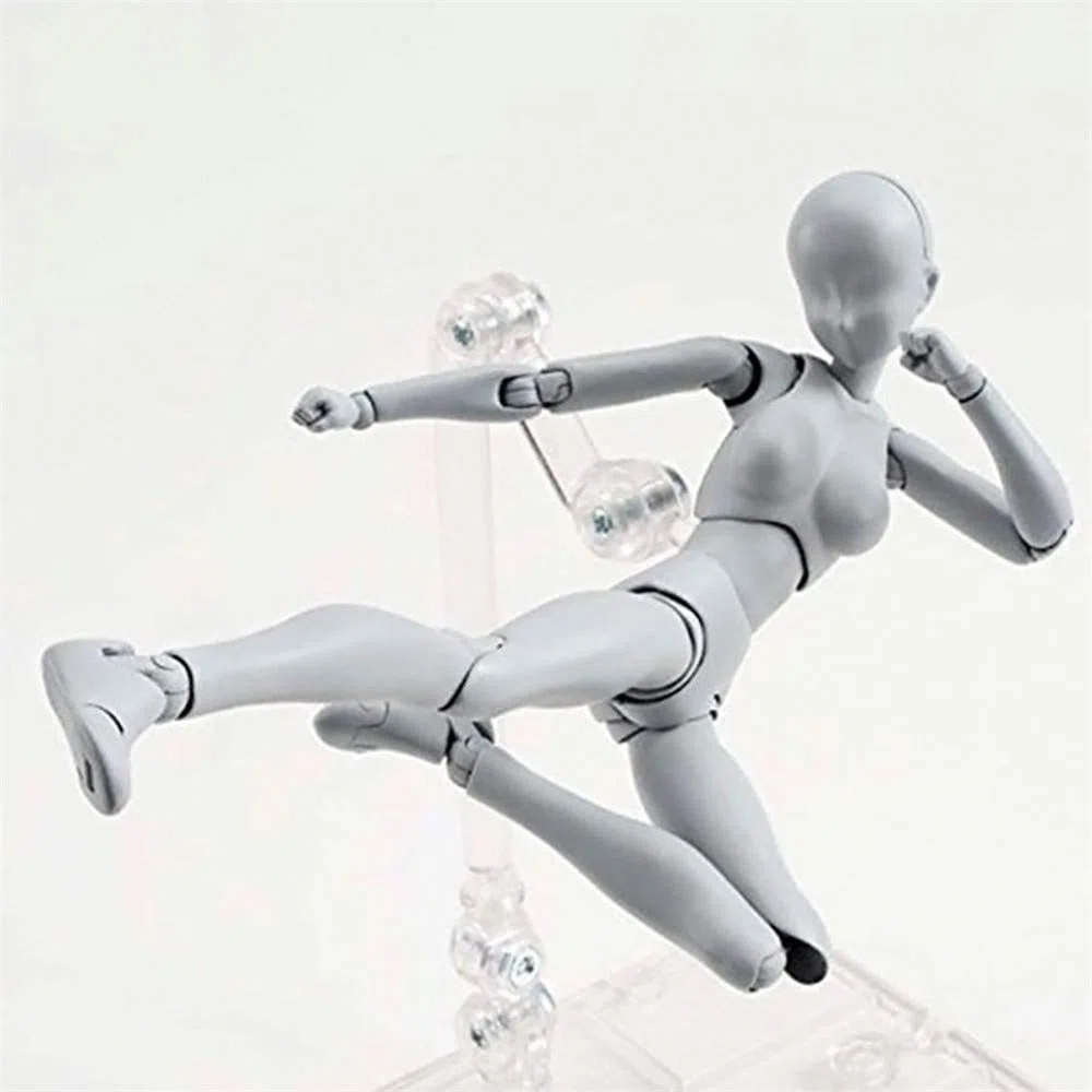 AXITWXIT Figurines d'action Body-Kun DX et Body-Chan DX en PVC pour figurines S H avec boîte pour artistes (gris, femme)