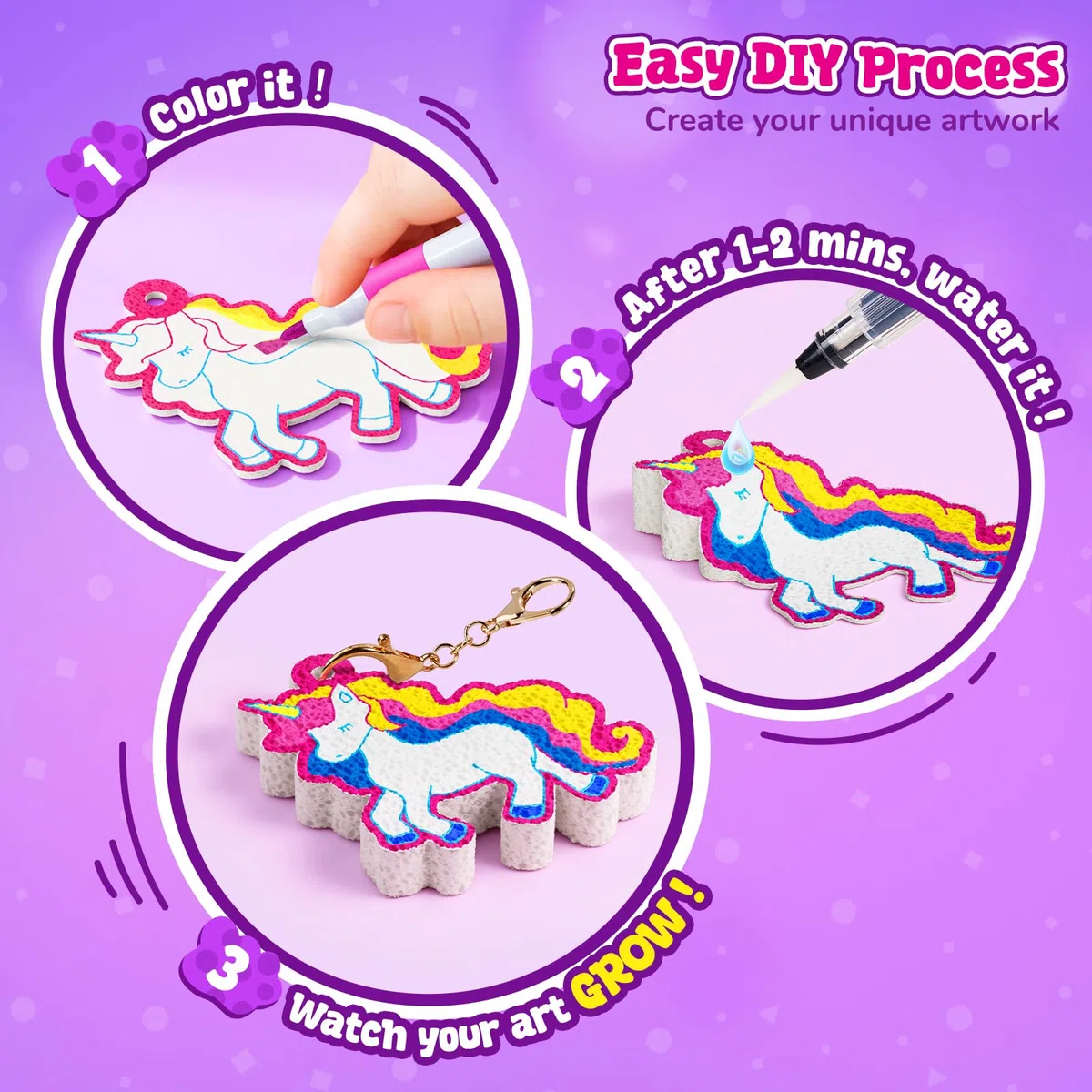 JoyCat Kit de Loisirs Créatifs, Kit de Peinture à Texture Magique Princesses & Licornes, Peinture et Bricolage Sans Salissures, Activité Manuelle Cadeau Fille Garçons 4 5 6 7 8 9 10 Ans