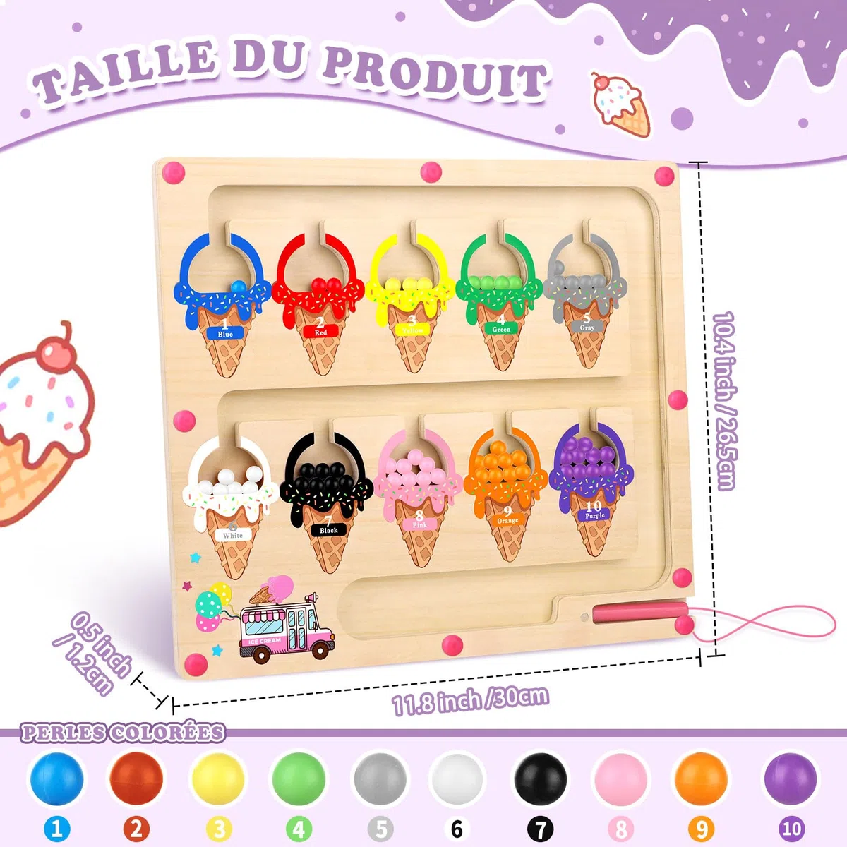 Cadeau Jouet Jeux Fille 3 4 ans Jouets Montessori Enfants Labyrinthe Magnétique de Couleurs Et De Chiffres Jouets de Triage des Couleurs Jeux Jeu Jouet Cadeau Enfant Educatif Montessori 3 4 ans