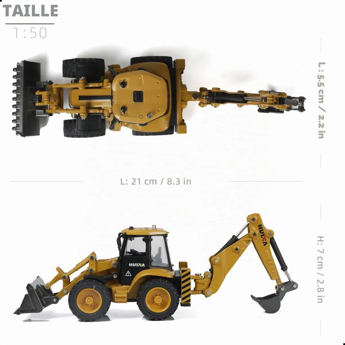 Tractopelle Enfant Modèle Réduit Échelle, Jouets Robustes en Métal Mini Pelle Hydraulique Mobile pour Cadeau Enfant et Collectionneurs