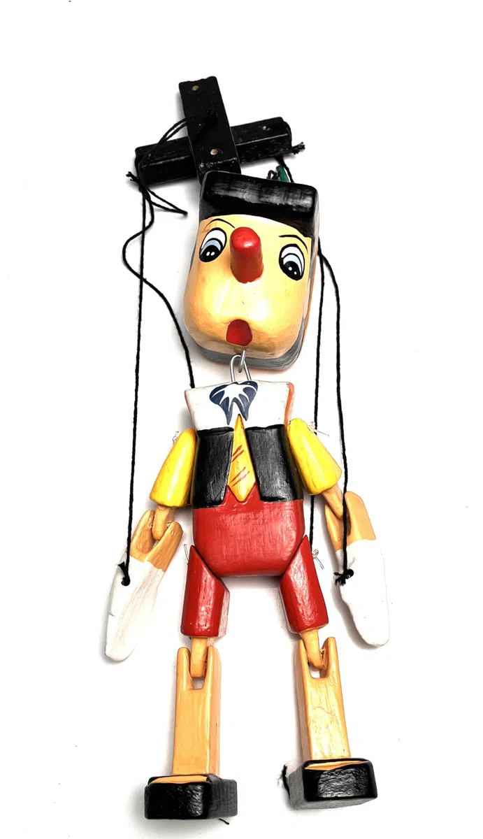 HC enterprise Pinocchio en bois avec corde, 25 cm fabriqué à la main en Indonésie