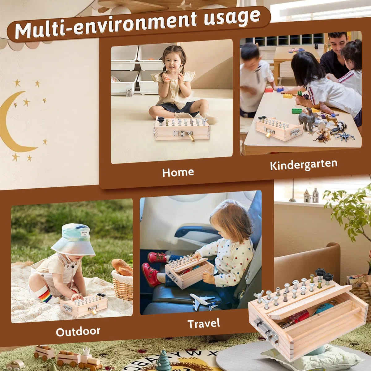 Montessori Jouet à partir de 3, 4, 5 ans, planche à visser en bois, jouet de motricité en bois, tournevis Busy Board, jouet éducatif, cadeau pour filles et garçons