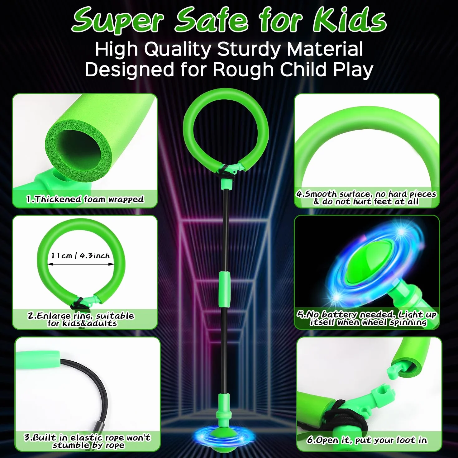 Jalunth Springring - Toupie à pied Swing Wheel - Pour l'extérieur, le jardin, la plage, les enfants, les adultes, les garçons, les filles - 5, 6, 7, 8, 9, 10, 11, 12, 13 ans - Cadeau d'anniversaire