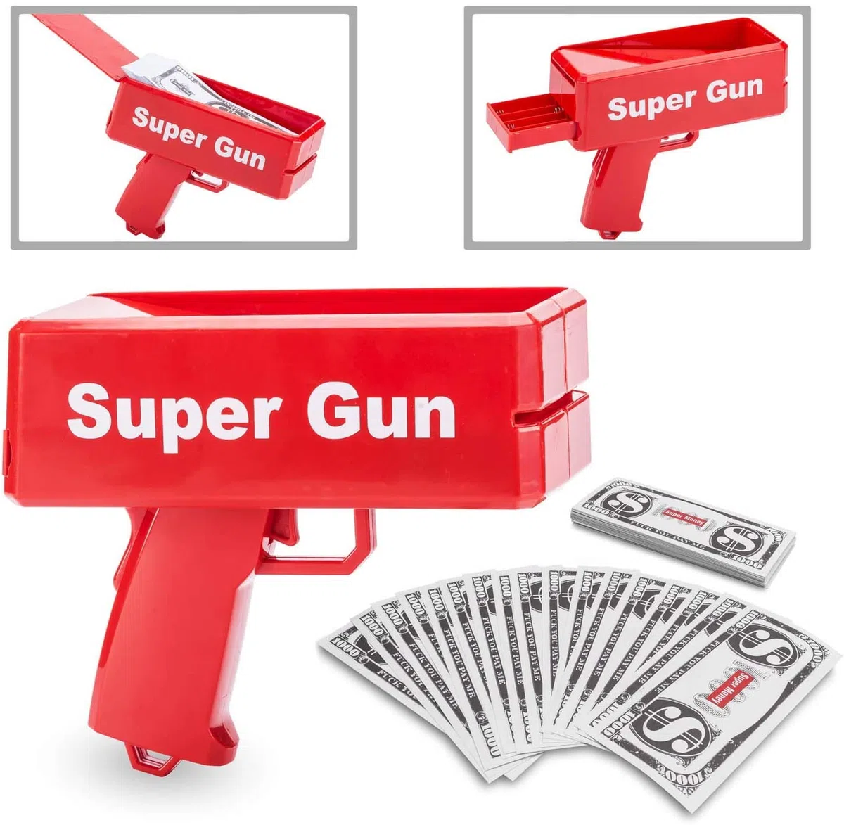 Super Money Gun Jouet Pistolet d'argent Party Revolver Tire des Faux Billets de Dollars pour Supreme Fun