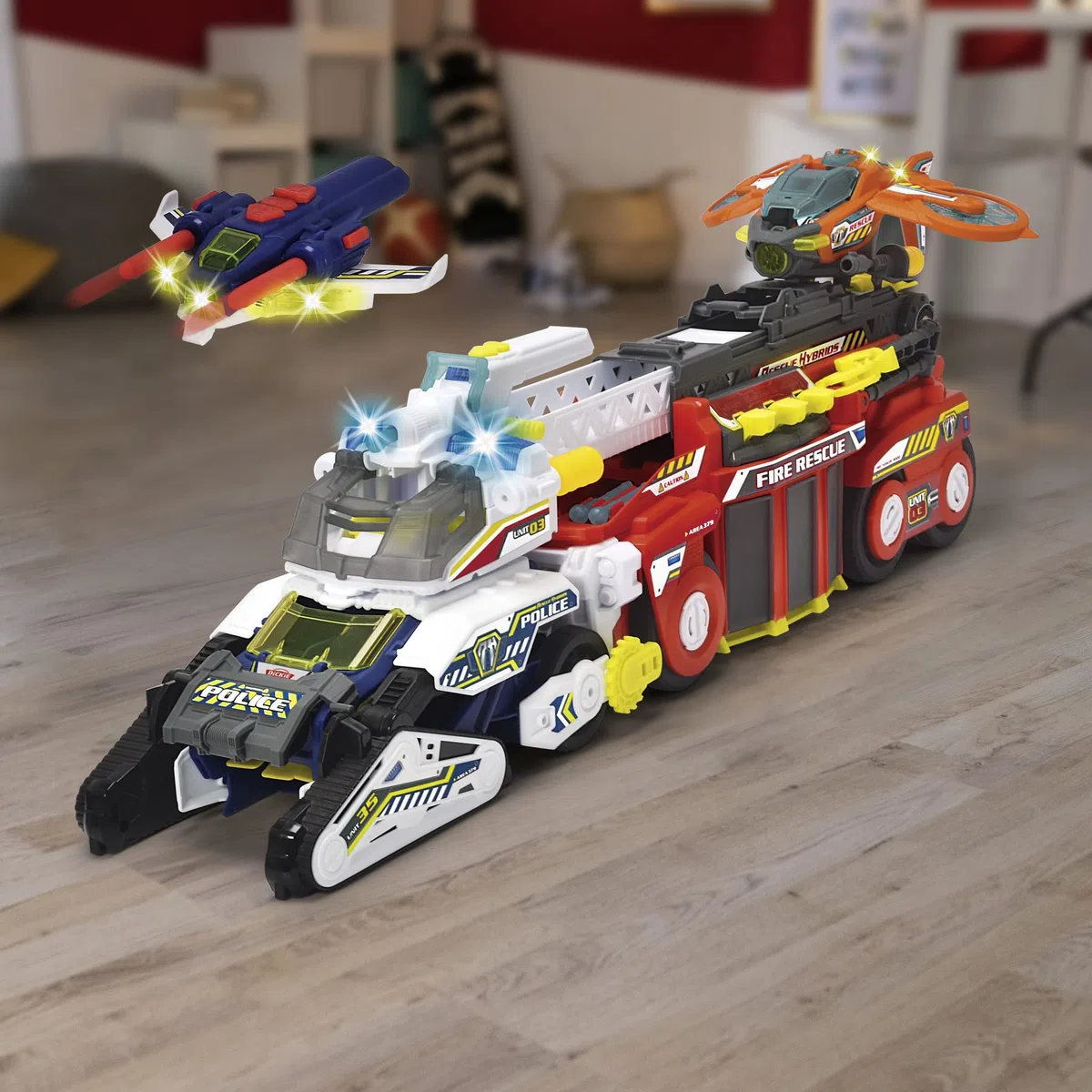 Dickie - Rescue Hybrids - Sky Patroller - Sons et Lumières - Véhicule Métal 1/64ème Inclus - Dès 3 Ans - 203794000ONL Multicolore